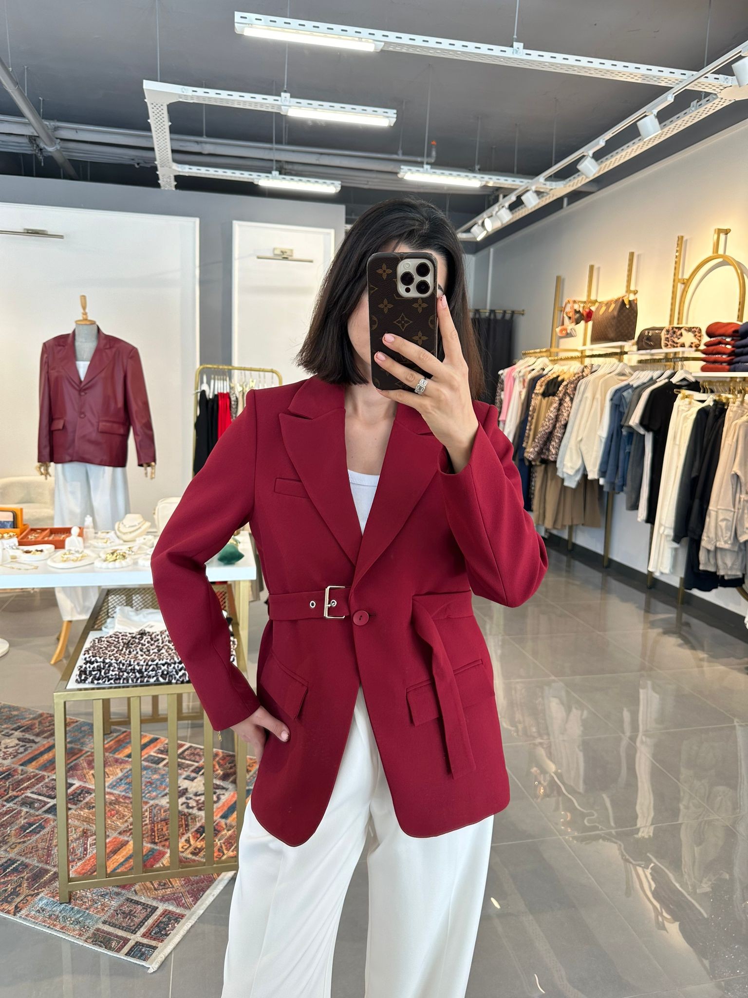 Premium Kalite Tasarım Vatkalı Blazer Ceket Burgonya