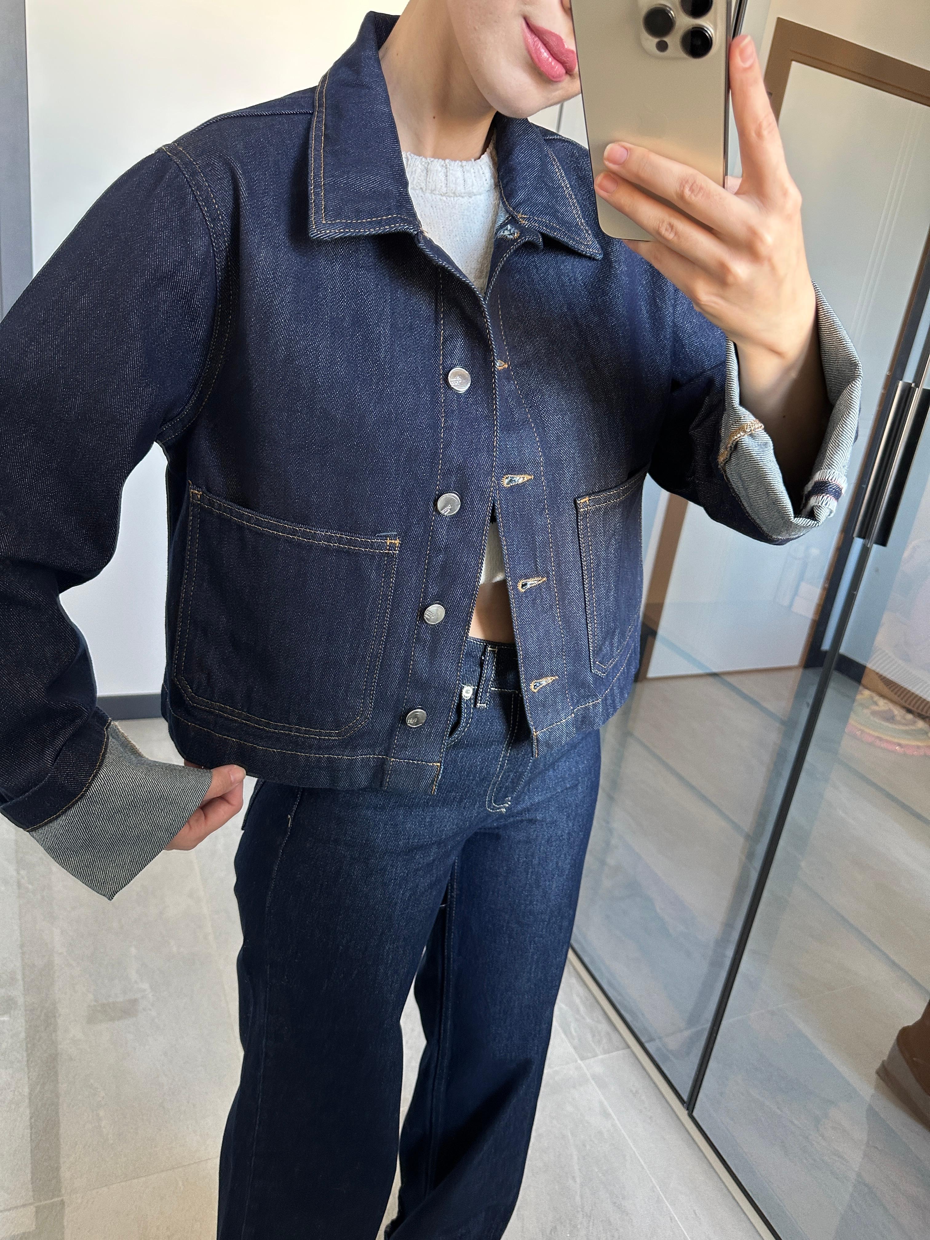 Premium Denim Kol Katlama Ceket