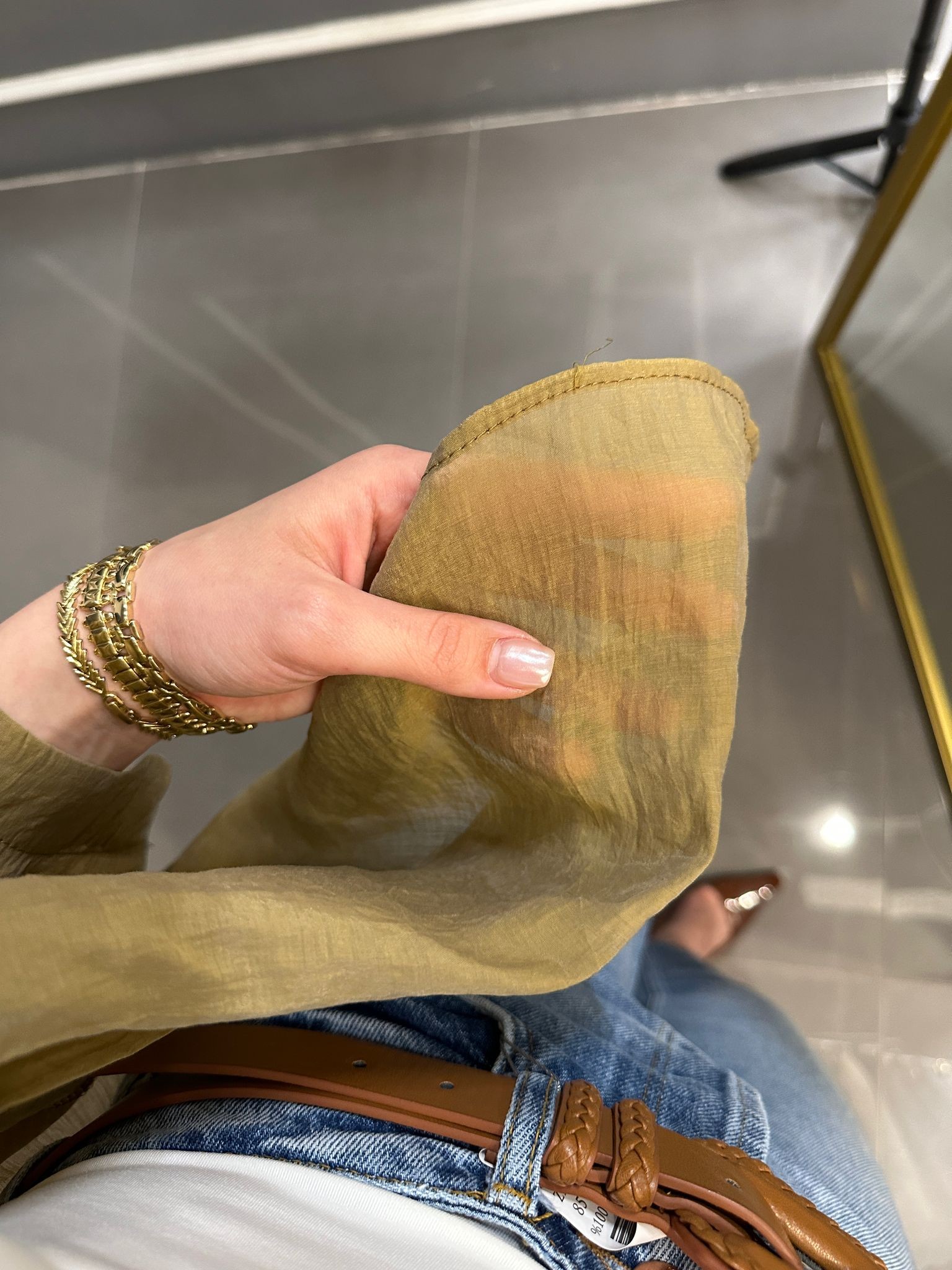 Oversize İpeksi Gömlek Olive 