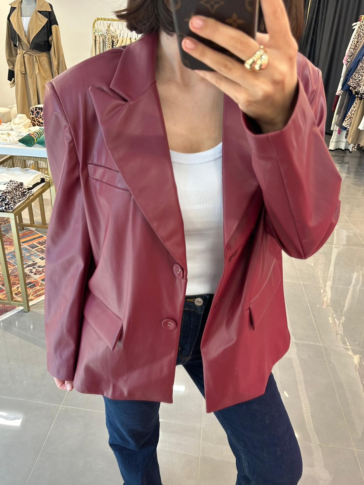 Premium Kalite Yumuşak Deri Blazer Ceketi