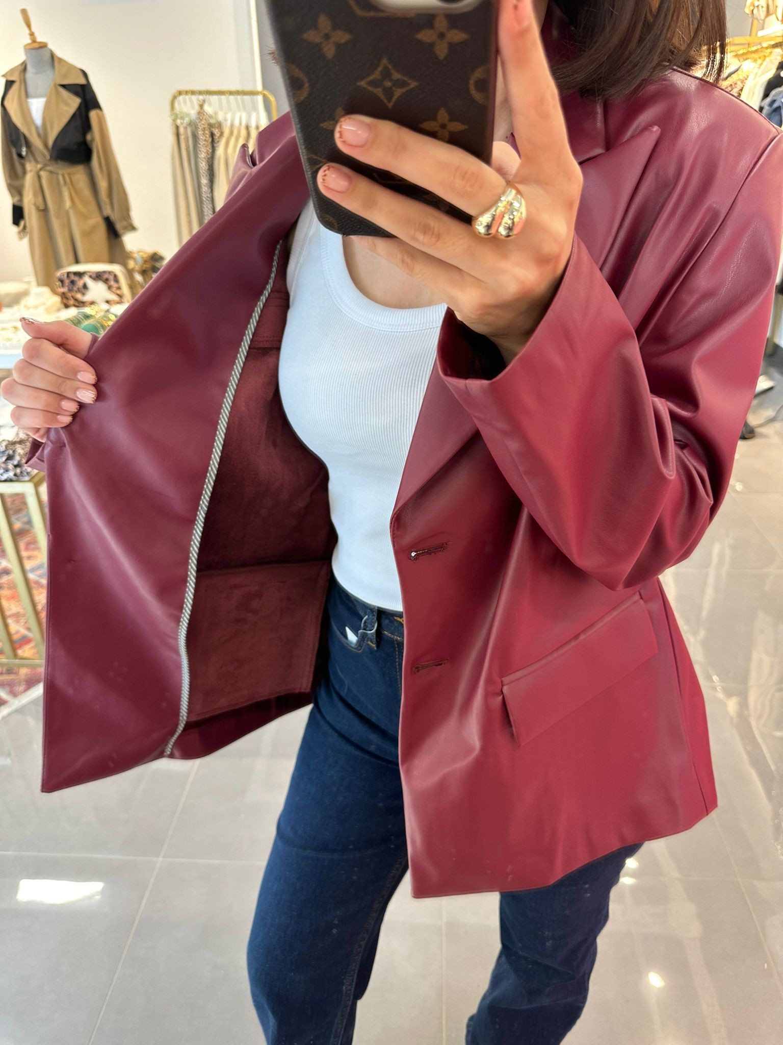 Premium Kalite Yumuşak Deri Blazer Ceketi