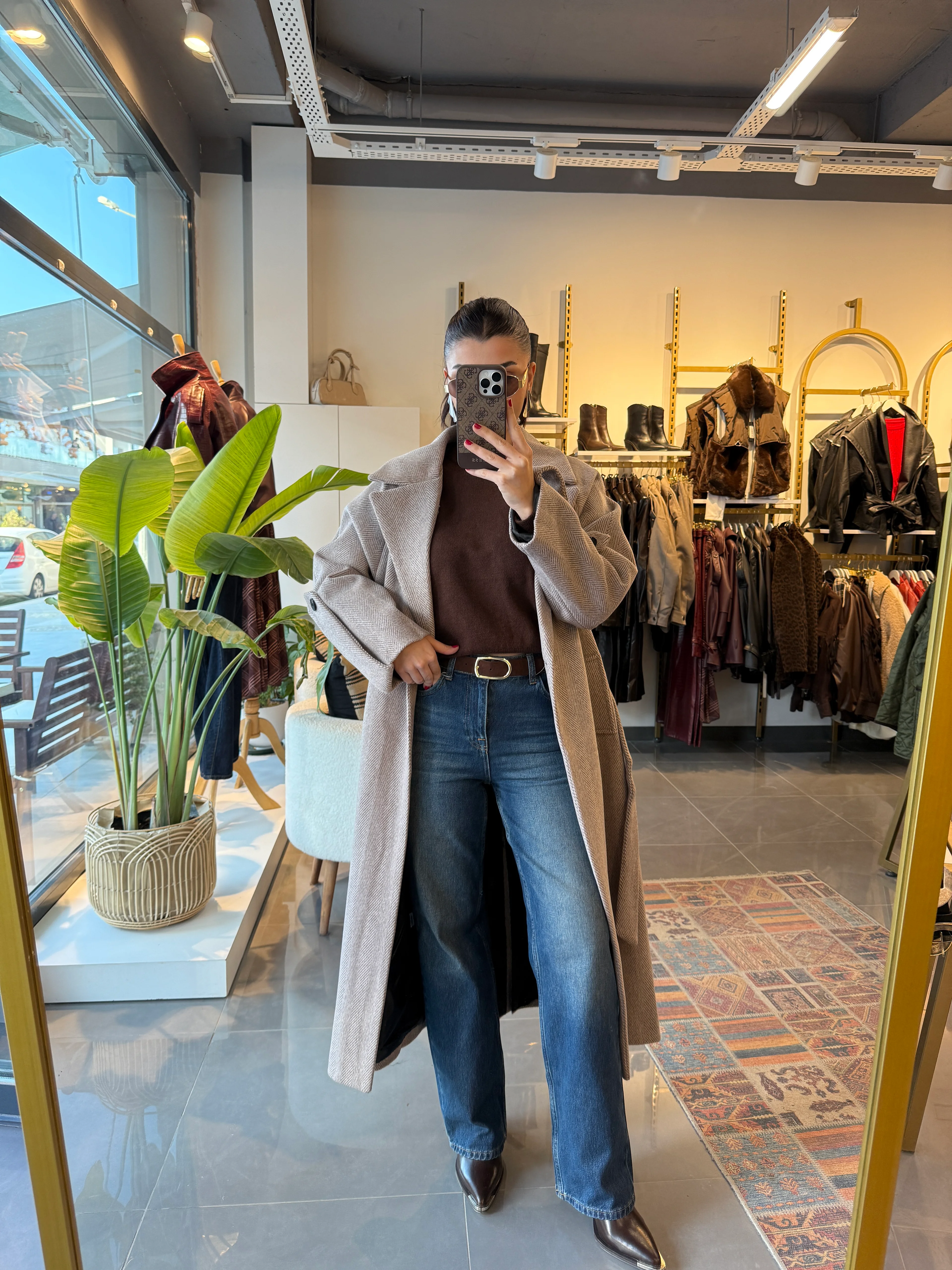 Oversize Çizgili Mechelen Kaban  