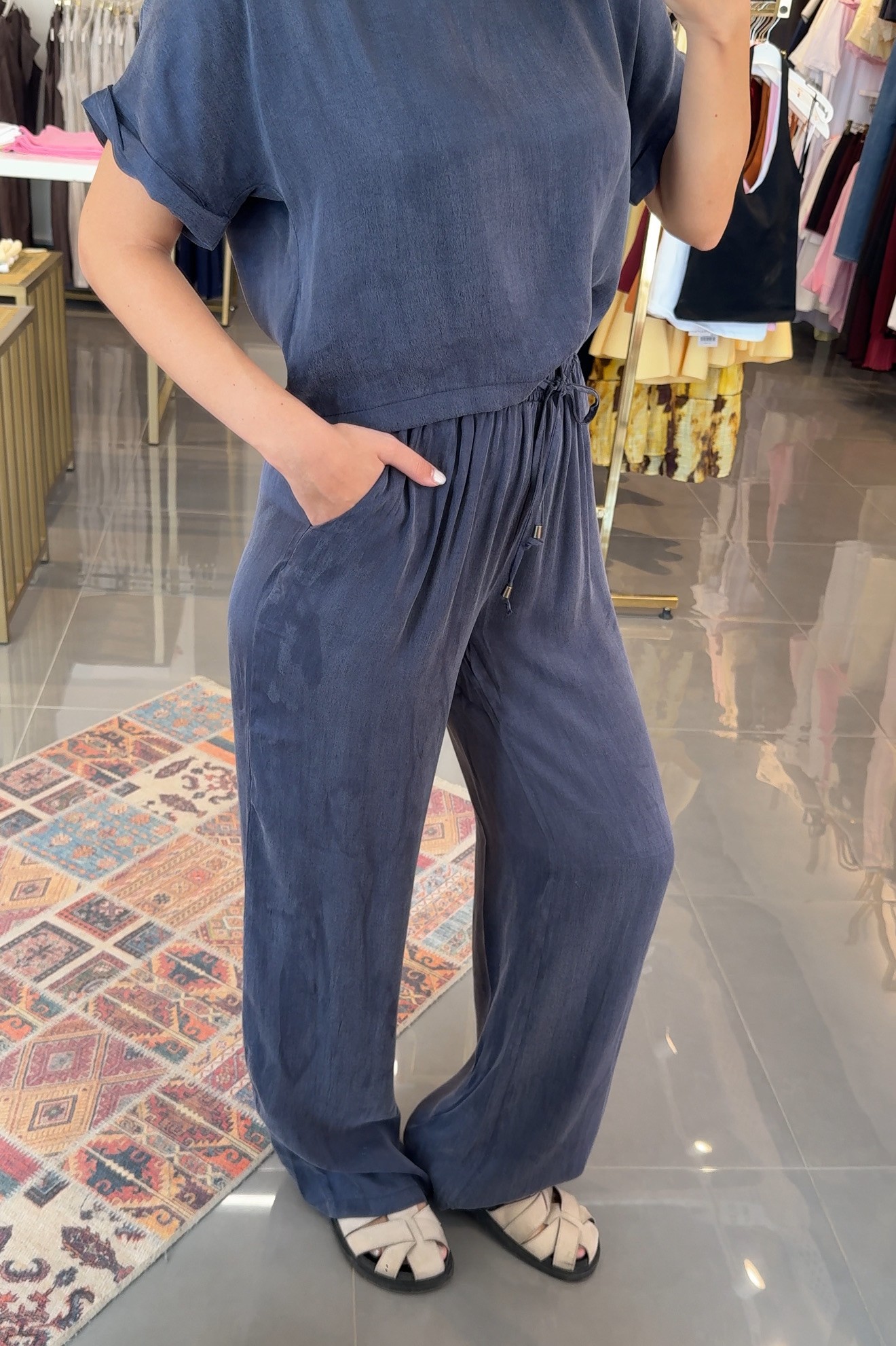 Premium Bluz Pantolon Takım İndigo 
