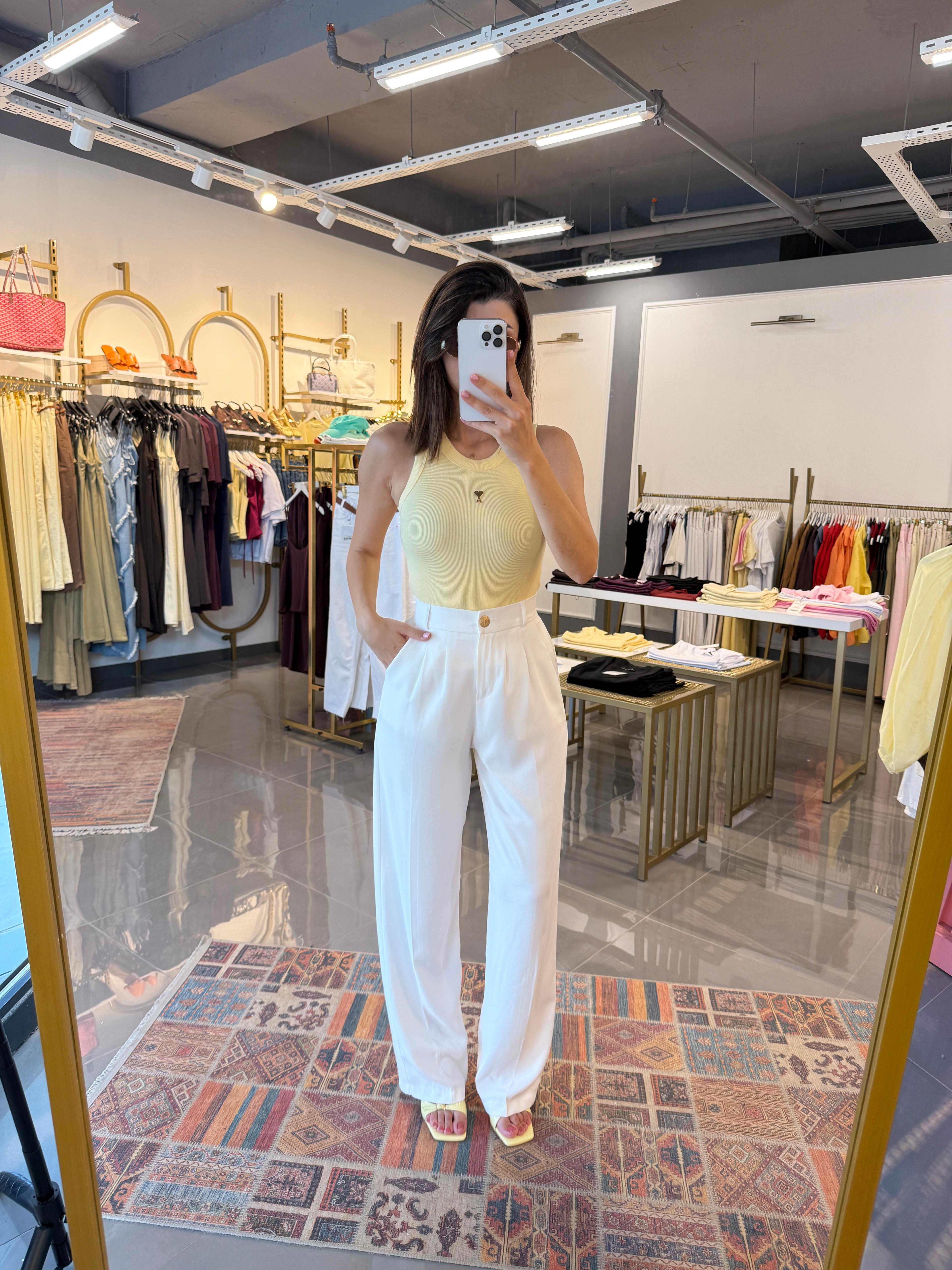 Premium Kumaş Gold Düğme Palazzo