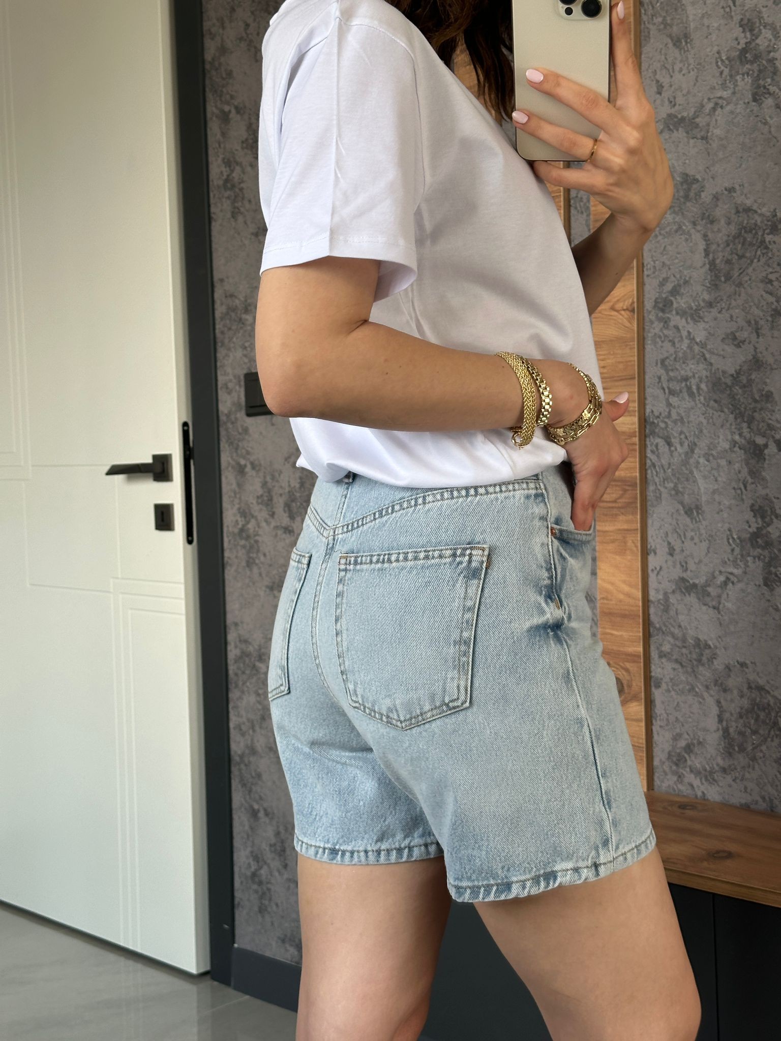 Özel Seri Denim Şort Buz Mavi