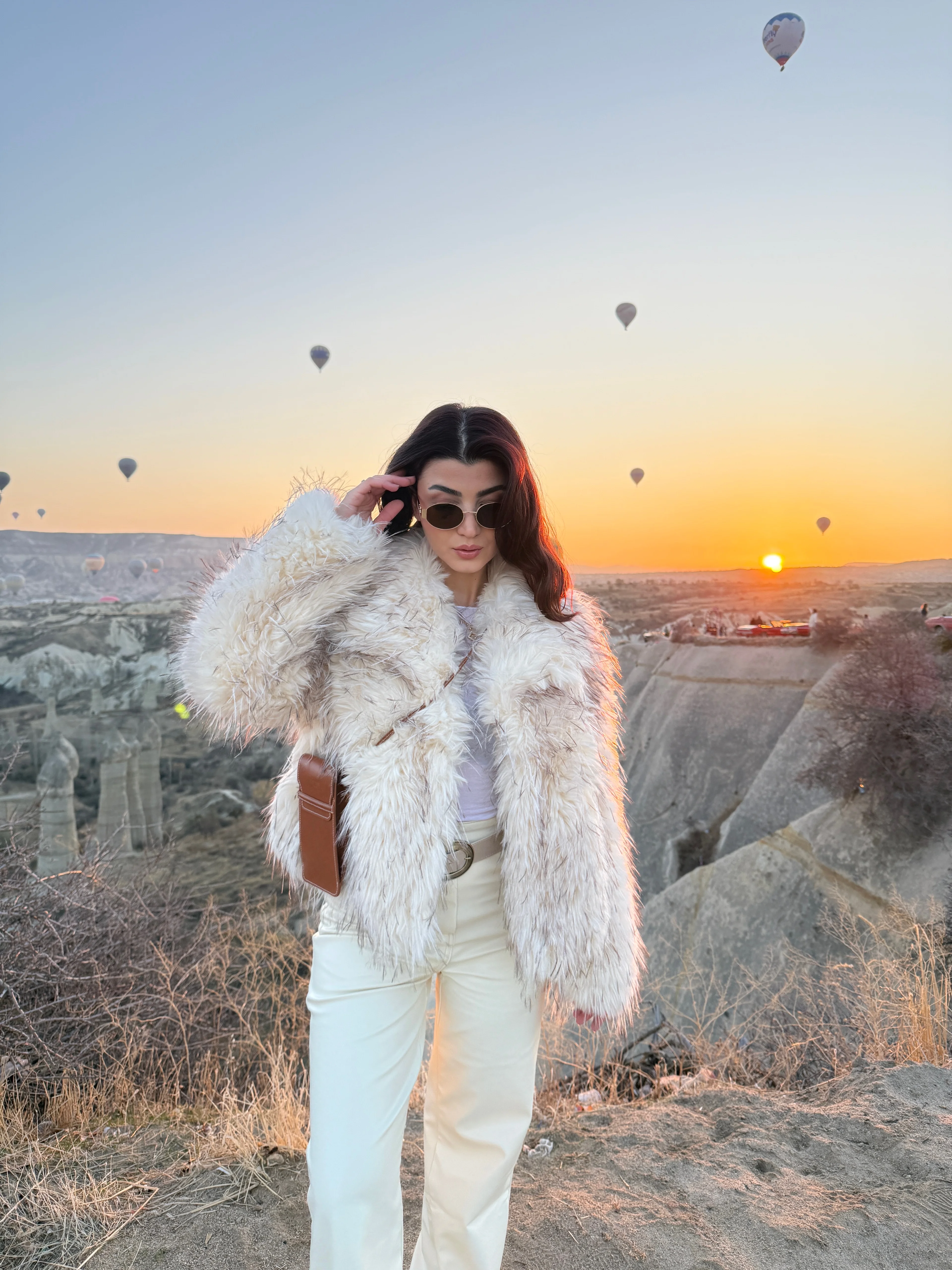 Ekru  Kahve Geçişli Kürk 