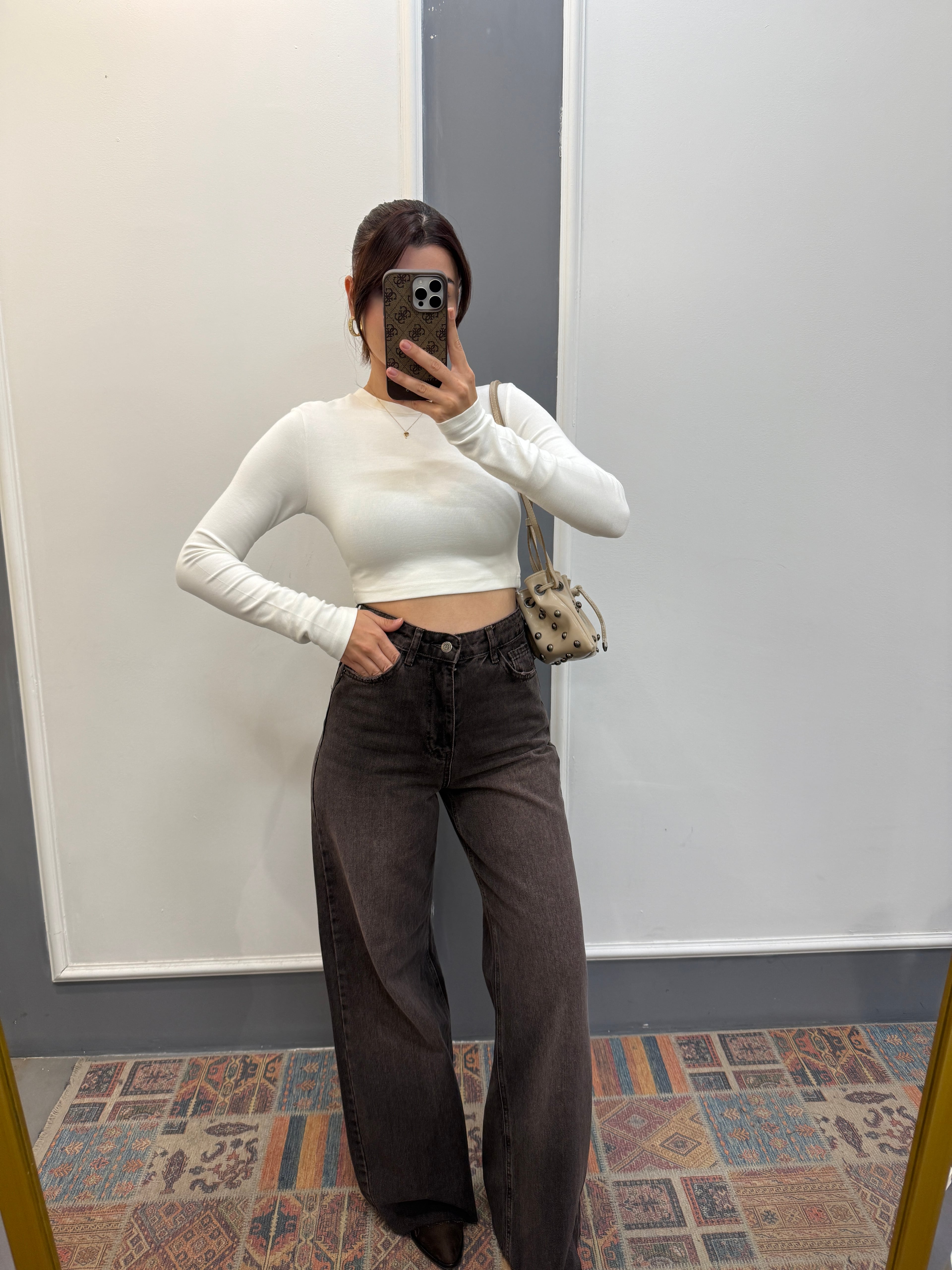 Soft Kumaş Uzun Kol Crop 
