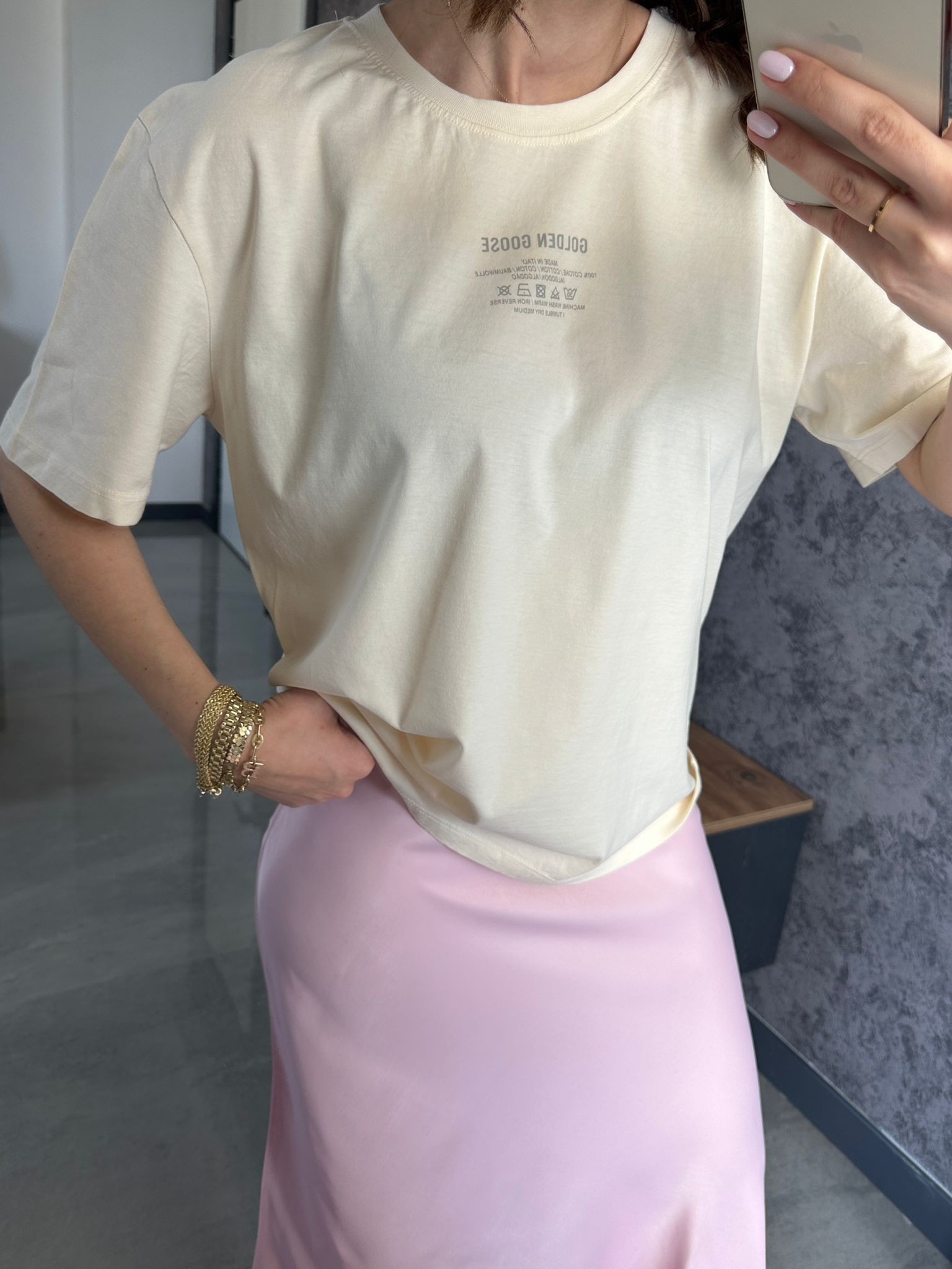 Oversize Golden Tişört Ekru