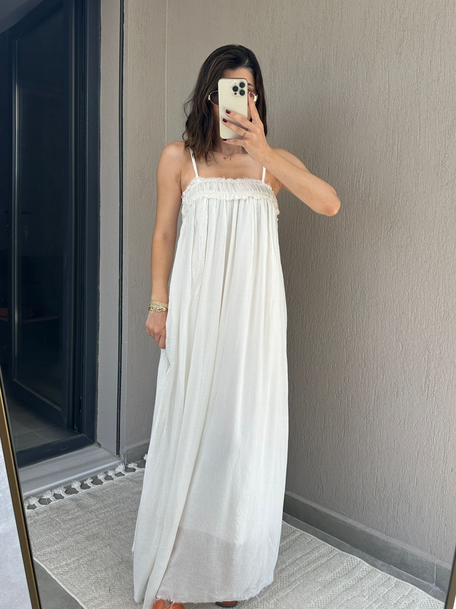 İp Askılı Saçaklı Elbise