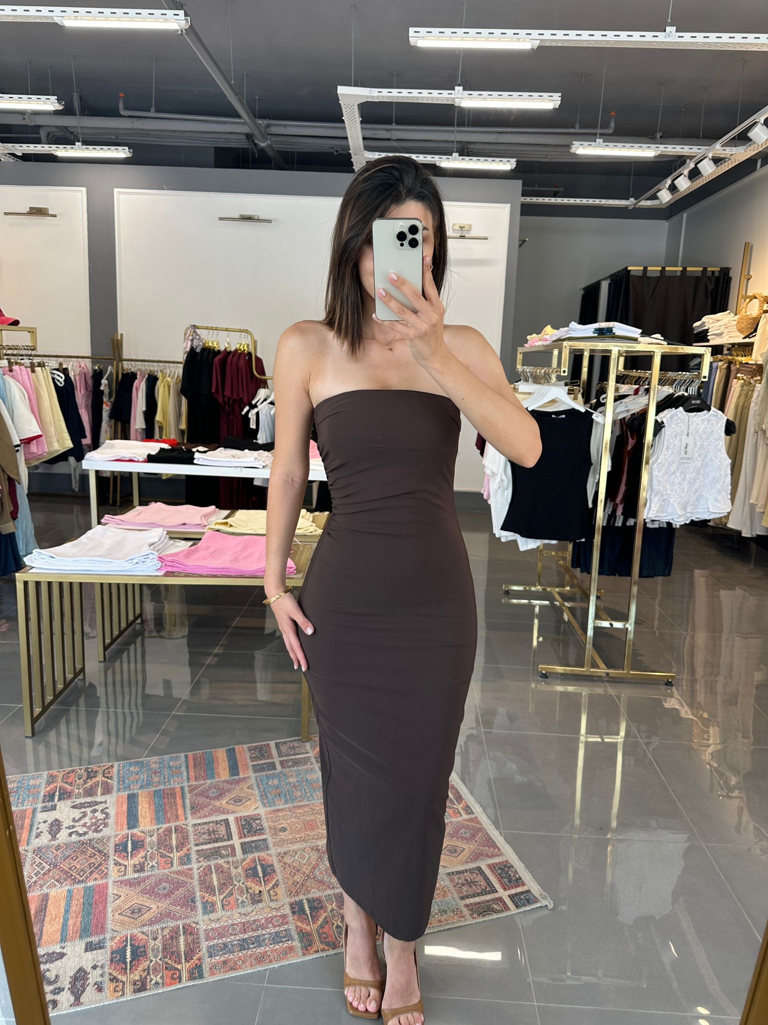 Straplez Midi Elbise