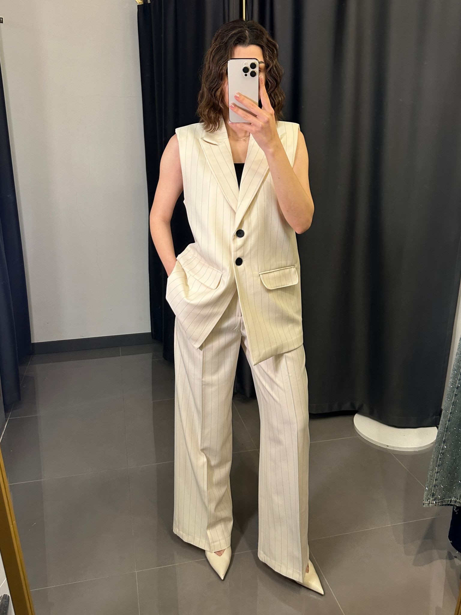 Premium Kumaş Oversize Yelekli Takım