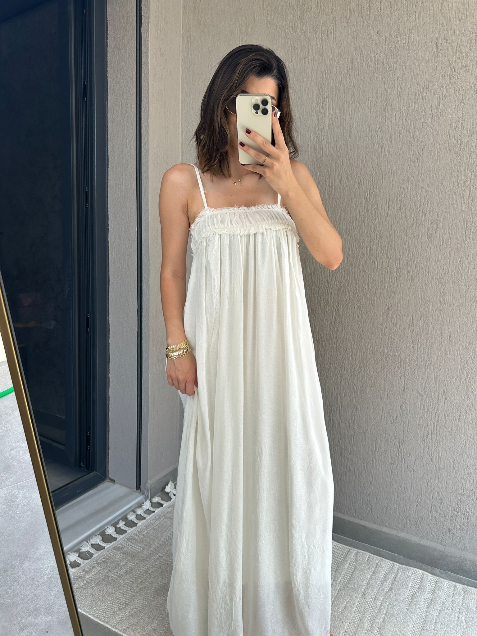 İp Askılı Saçaklı Elbise