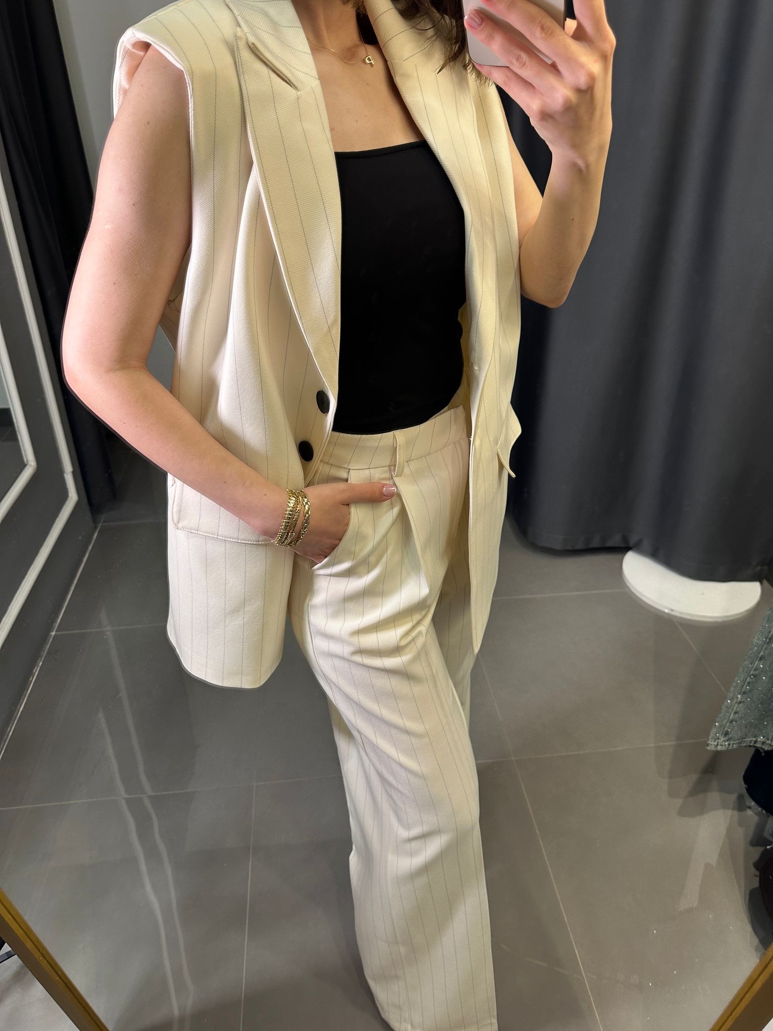 Premium Kumaş Oversize Yelekli Takım