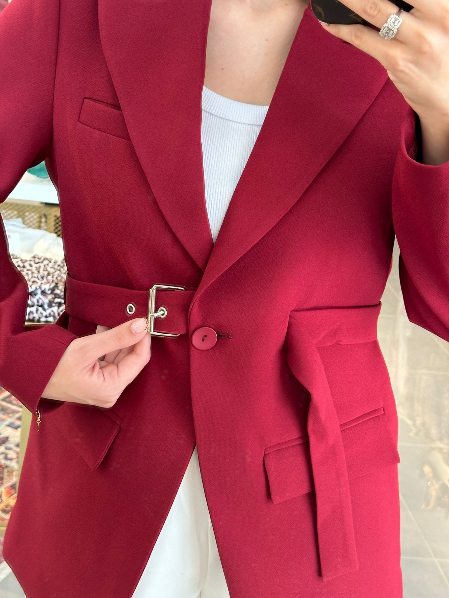 Premium Kalite Tasarım Vatkalı Blazer Ceket Burgonya