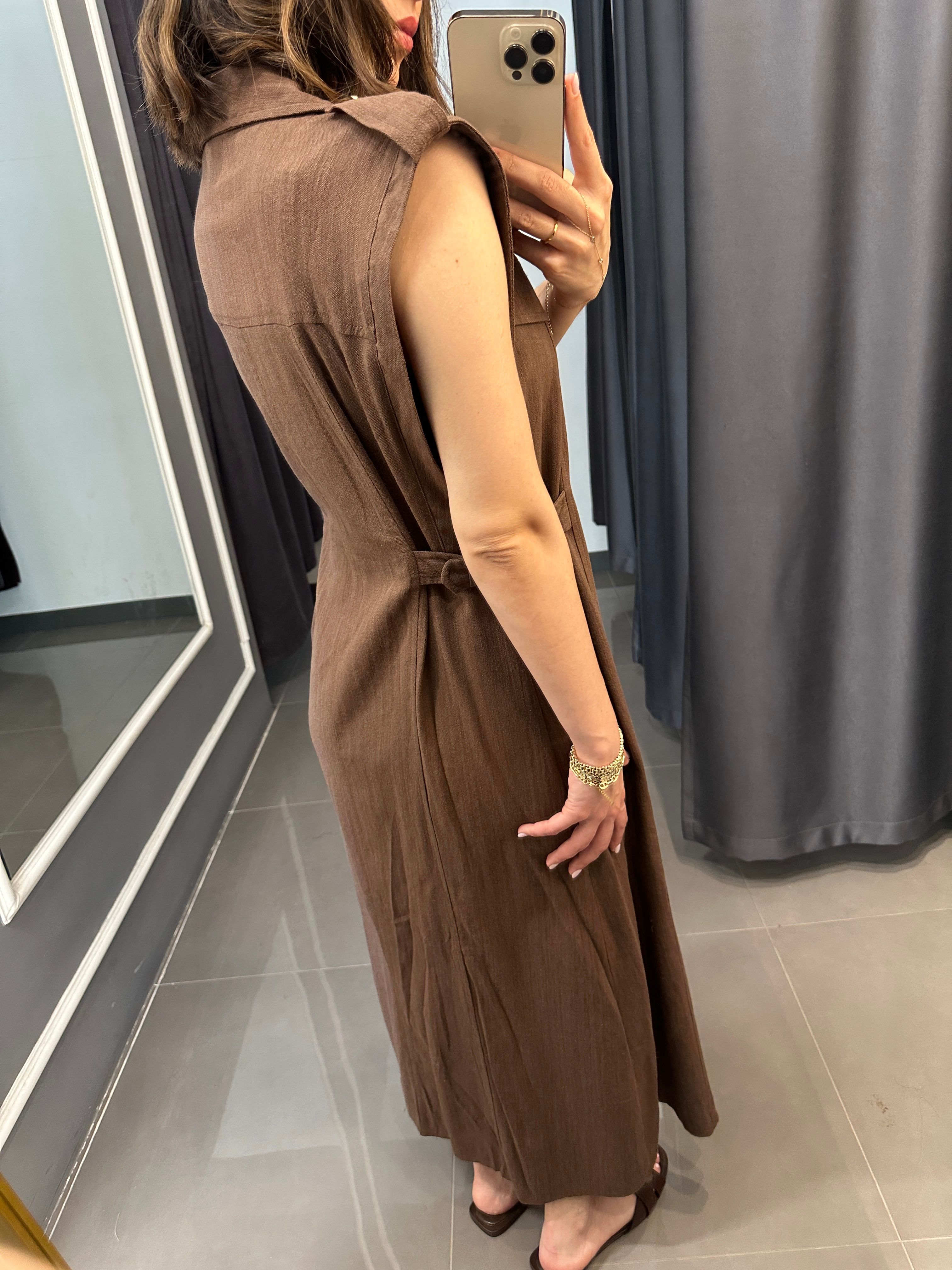 Marka Model Kemer Detay Keten Elbise Kahve