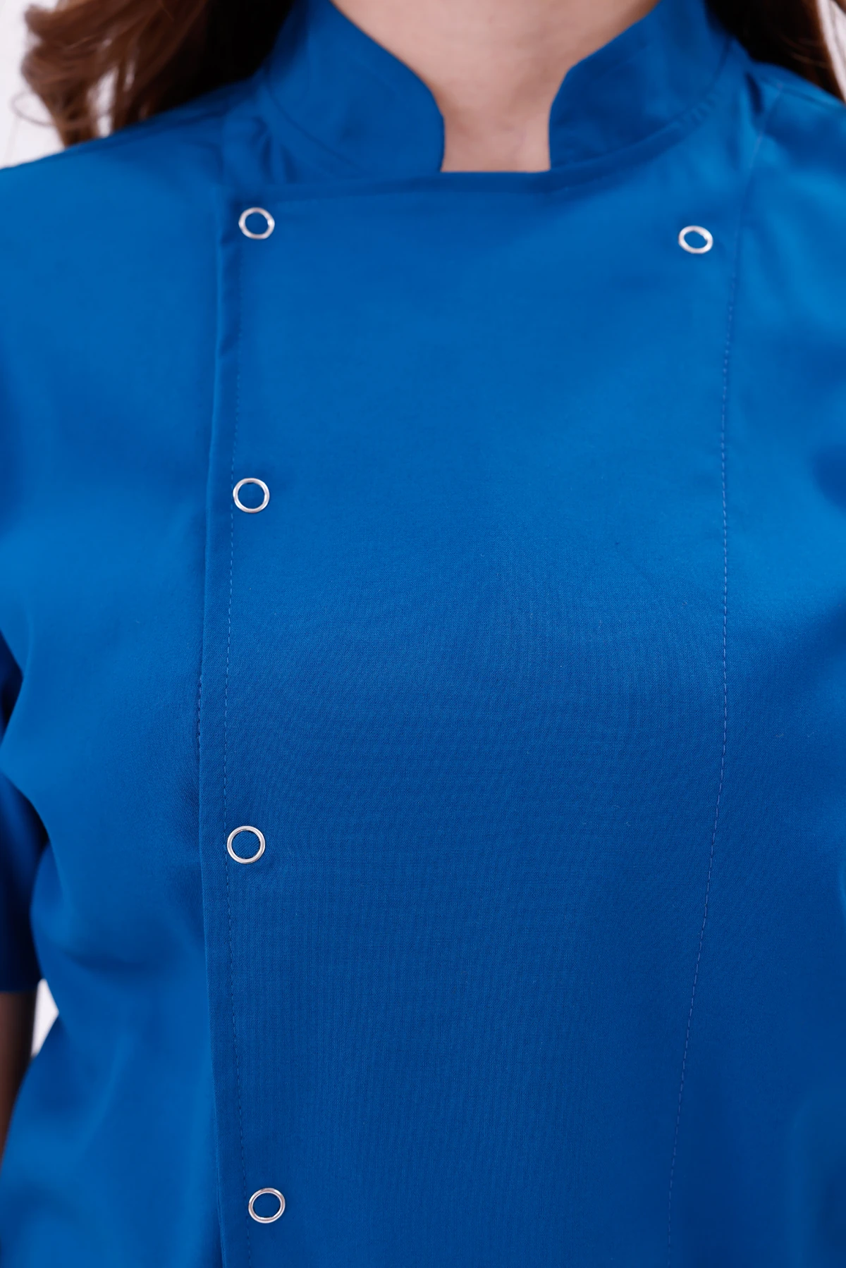 Kadın Apollon Petrol Mavi (Şef-Ceketi & Kısa-Kol) Likralı