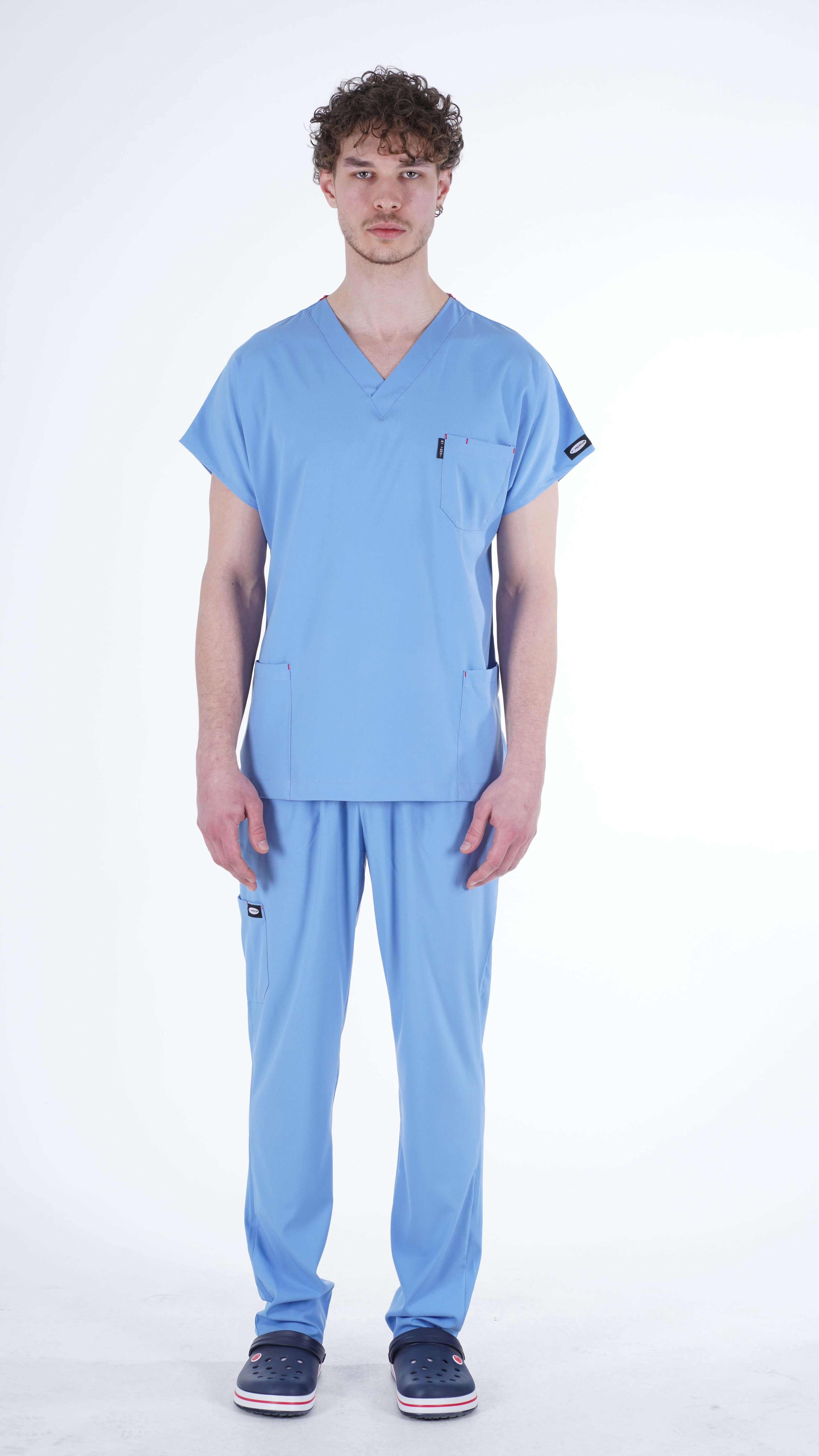 Erkek Y-PREMIUM Bebe Mavi (Takım) Likralı Scrubs