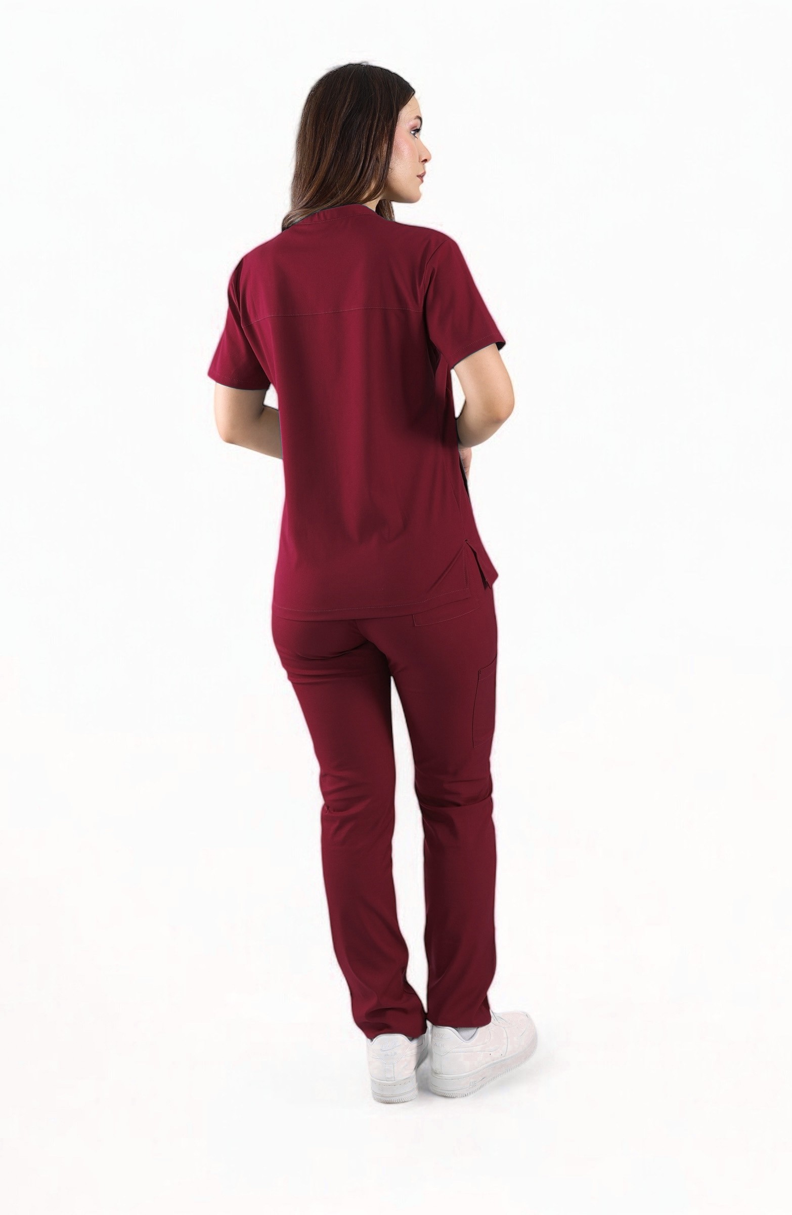 Kadın KYBELE Bordo (Tek-Üst) Likralı Scrubs