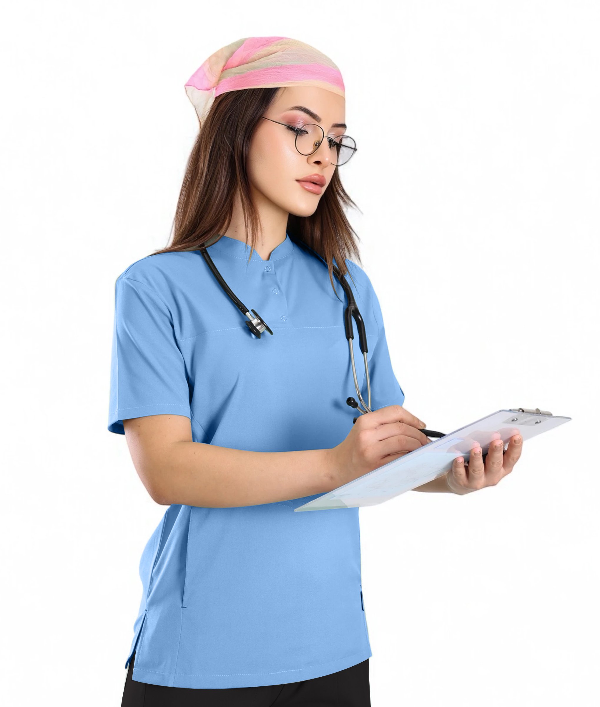 Kadın KYBELE Bebe Mavi (Tek-Üst) Likralı Scrubs