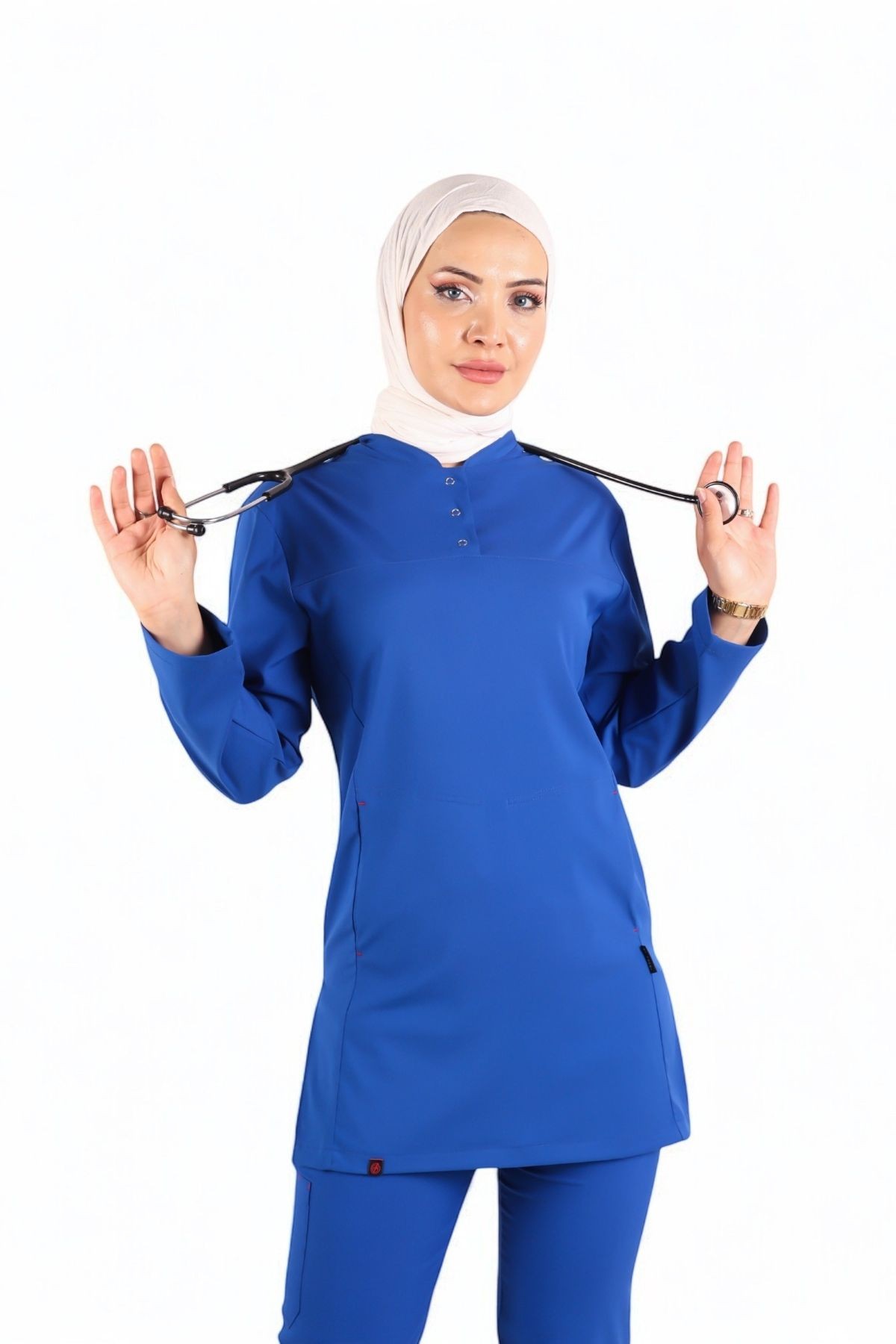 Kadın ANEMON Saks Mavi (Takım) Likralı Scrubs