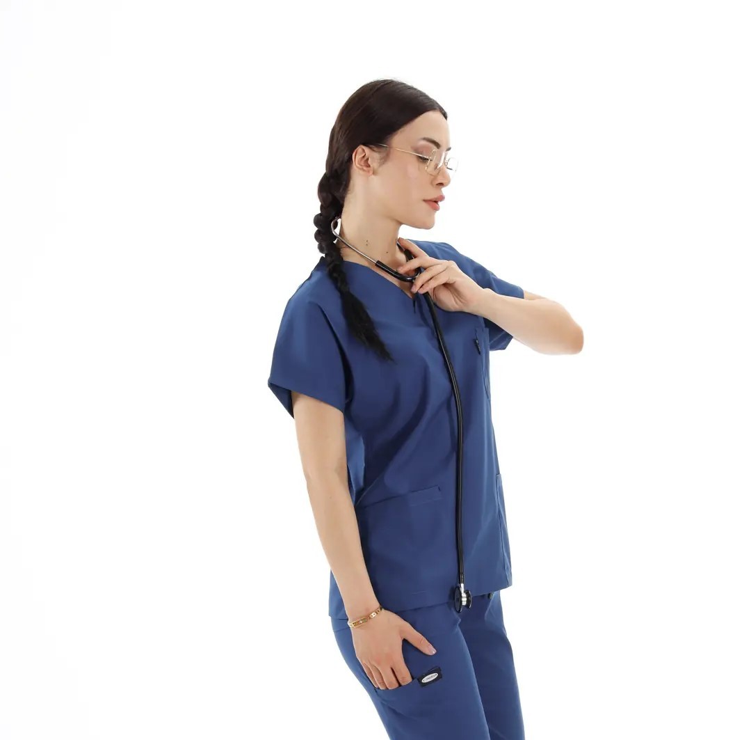 Kadın Y-PRIME Fırtına Mavi (Tek-Üst) Likralı Scrubs