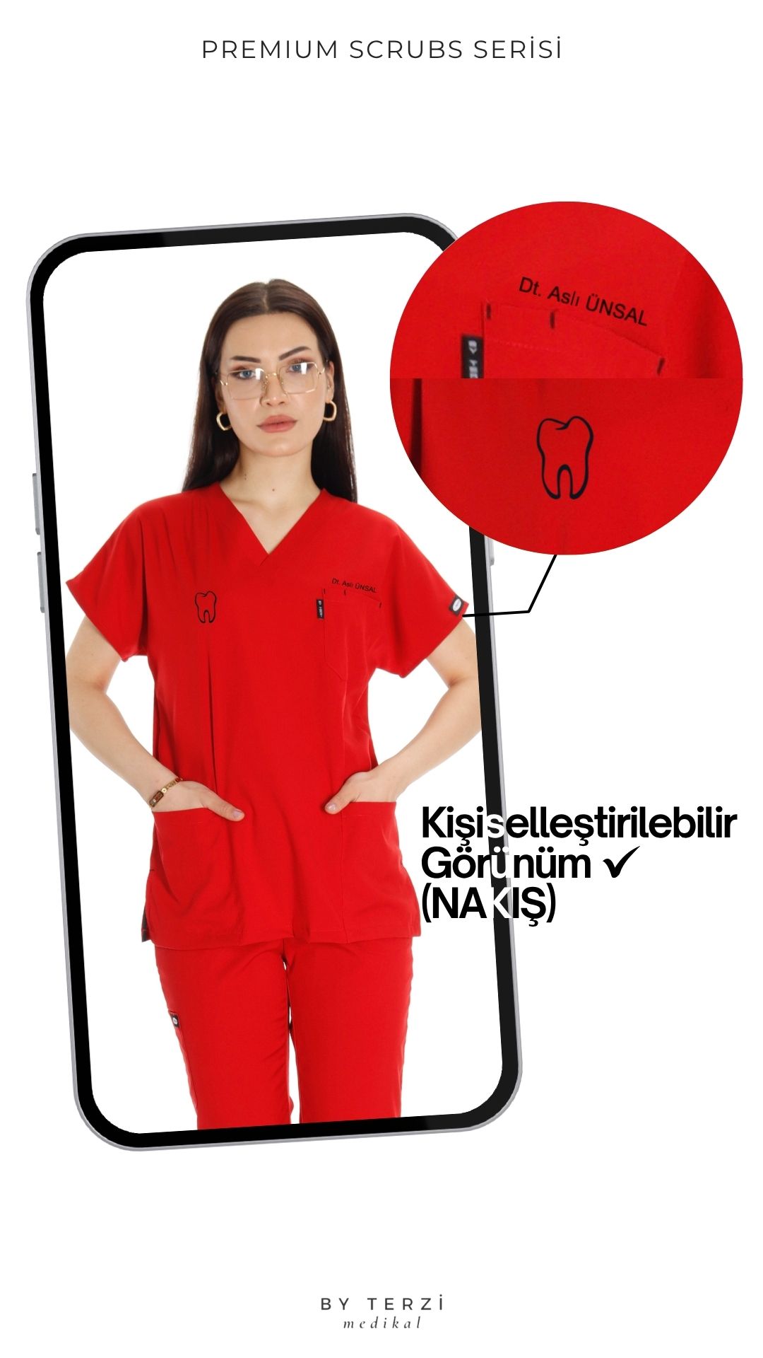 Kadın Y-PREMIUM Lacivert (Takım) Likralı Scrubs