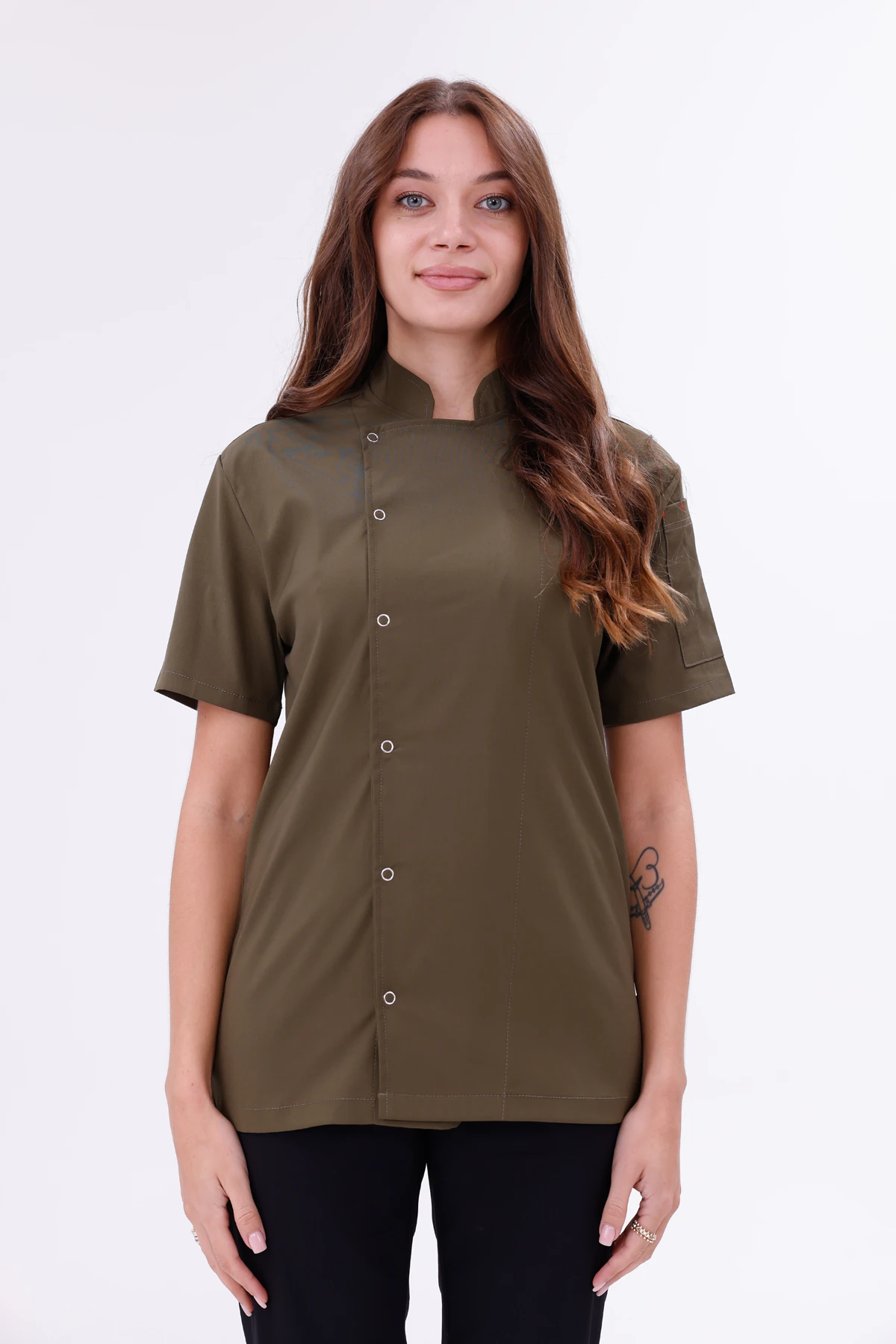 Kadın Apollon Haki (Şef-Ceketi & Kısa-Kol) Likralı