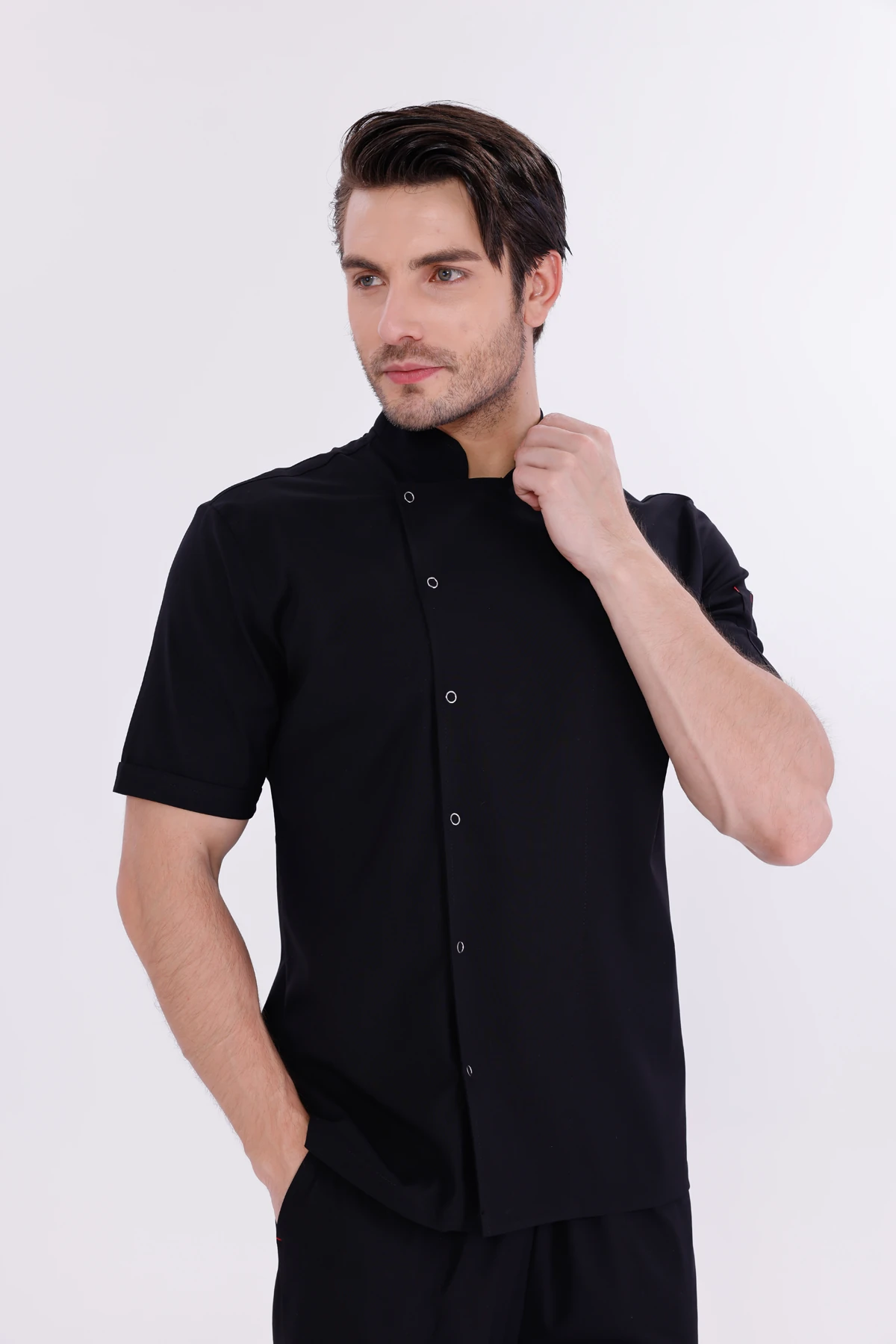 Erkek Apollon Siyah (Şef-Ceketi & Kısa-Kol) Likralı