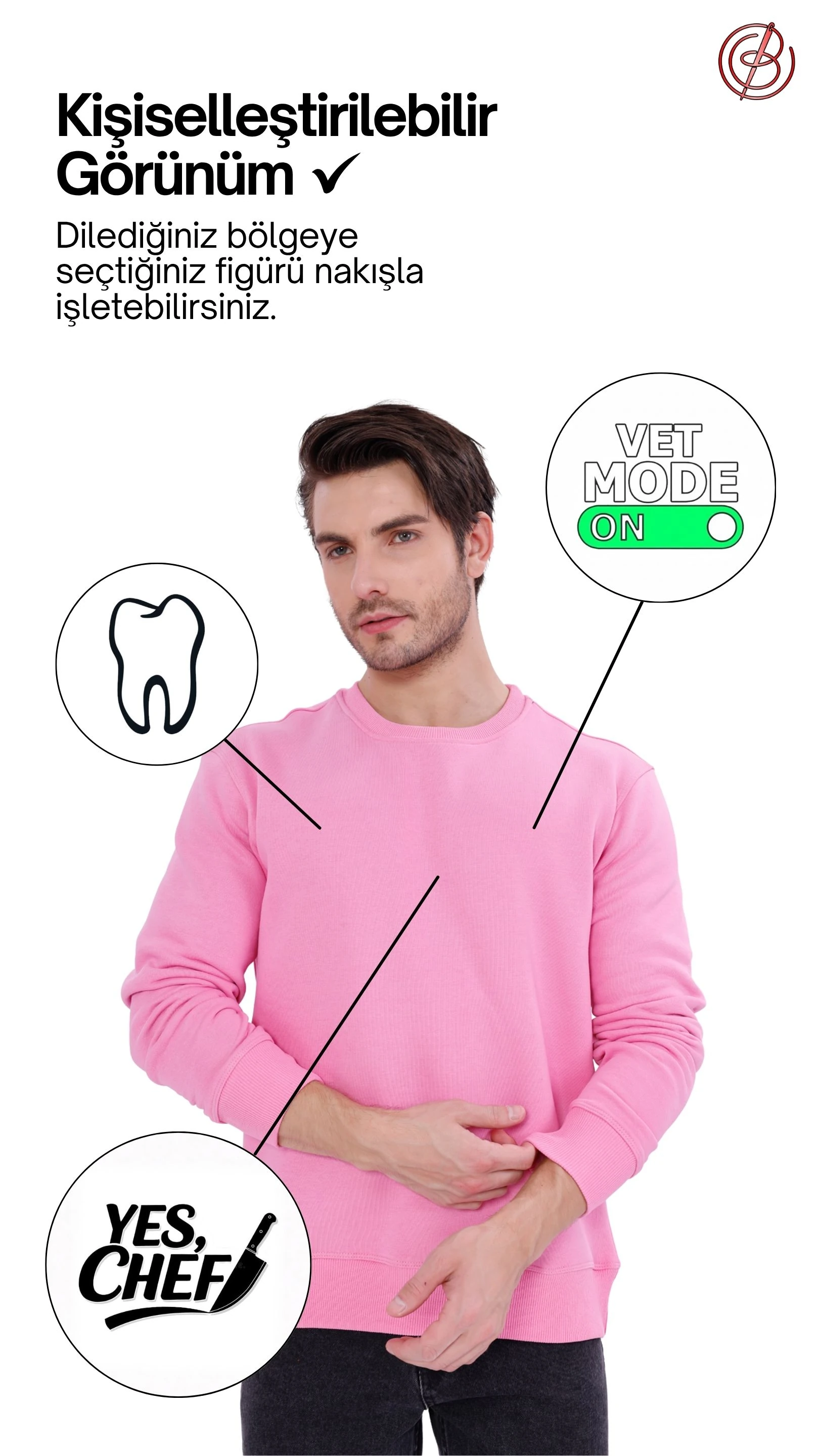 Erkek Nova-Pembe (Sweatshirt)