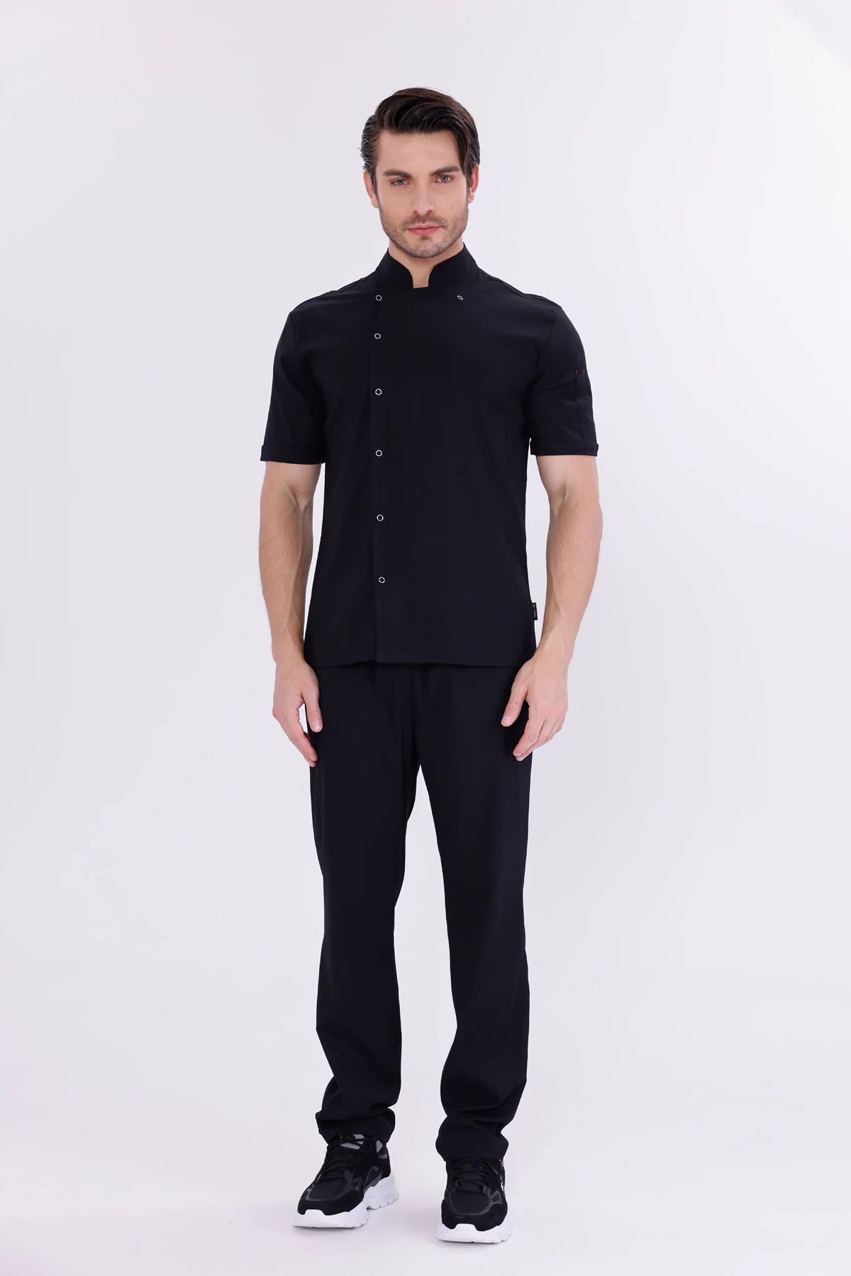 Erkek Apollon Siyah (Şef-Ceketi & Kısa-Kol) Likralı