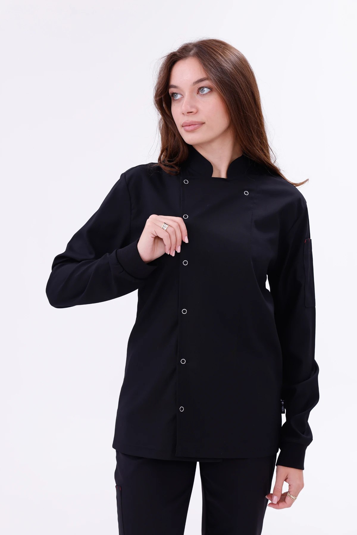 Kadın Apollon Siyah (Şef-Ceketi & Uzun-Kol) Likralı