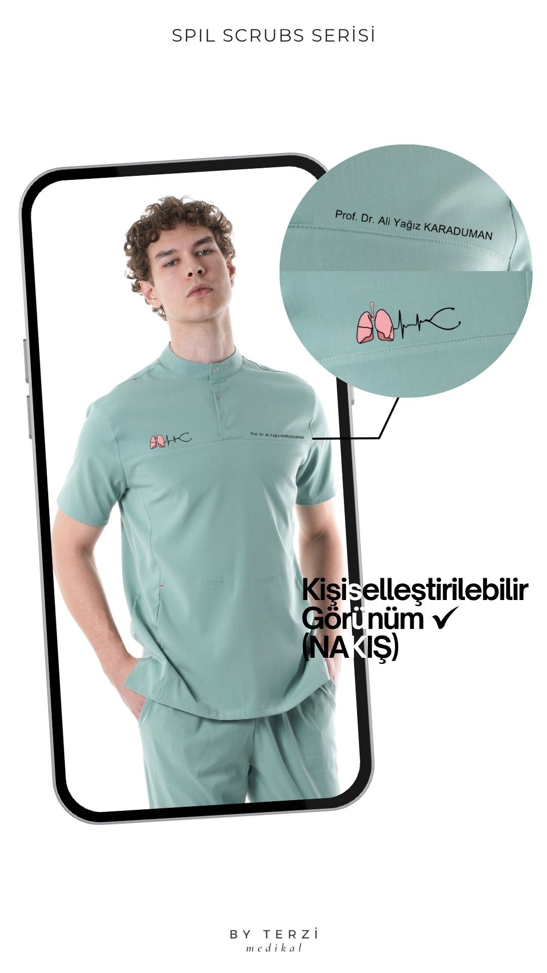 Erkek SPIL Petrol Mavi (Tek-Üst) Likralı Scrubs