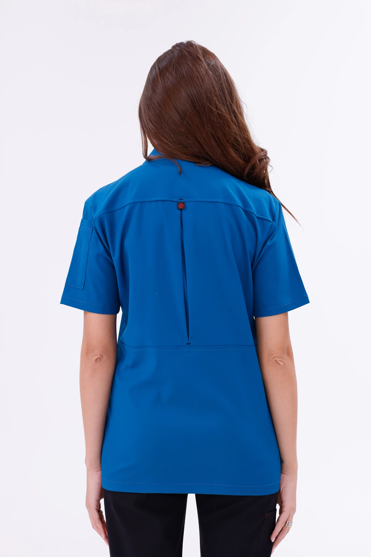 Kadın Apollon Petrol Mavi (Şef-Ceketi & Kısa-Kol) Likralı