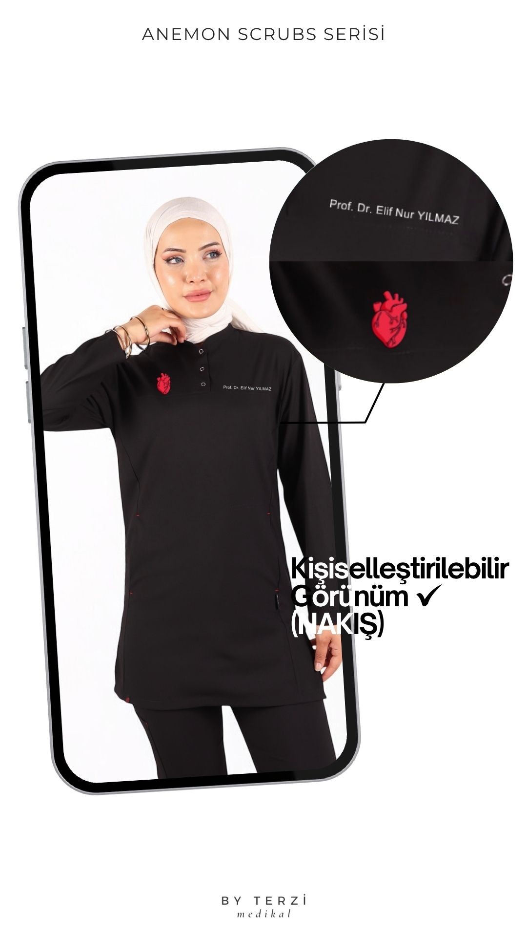 Kadın ANEMON Lacivert (Tek-Üst) Likralı Scrubs