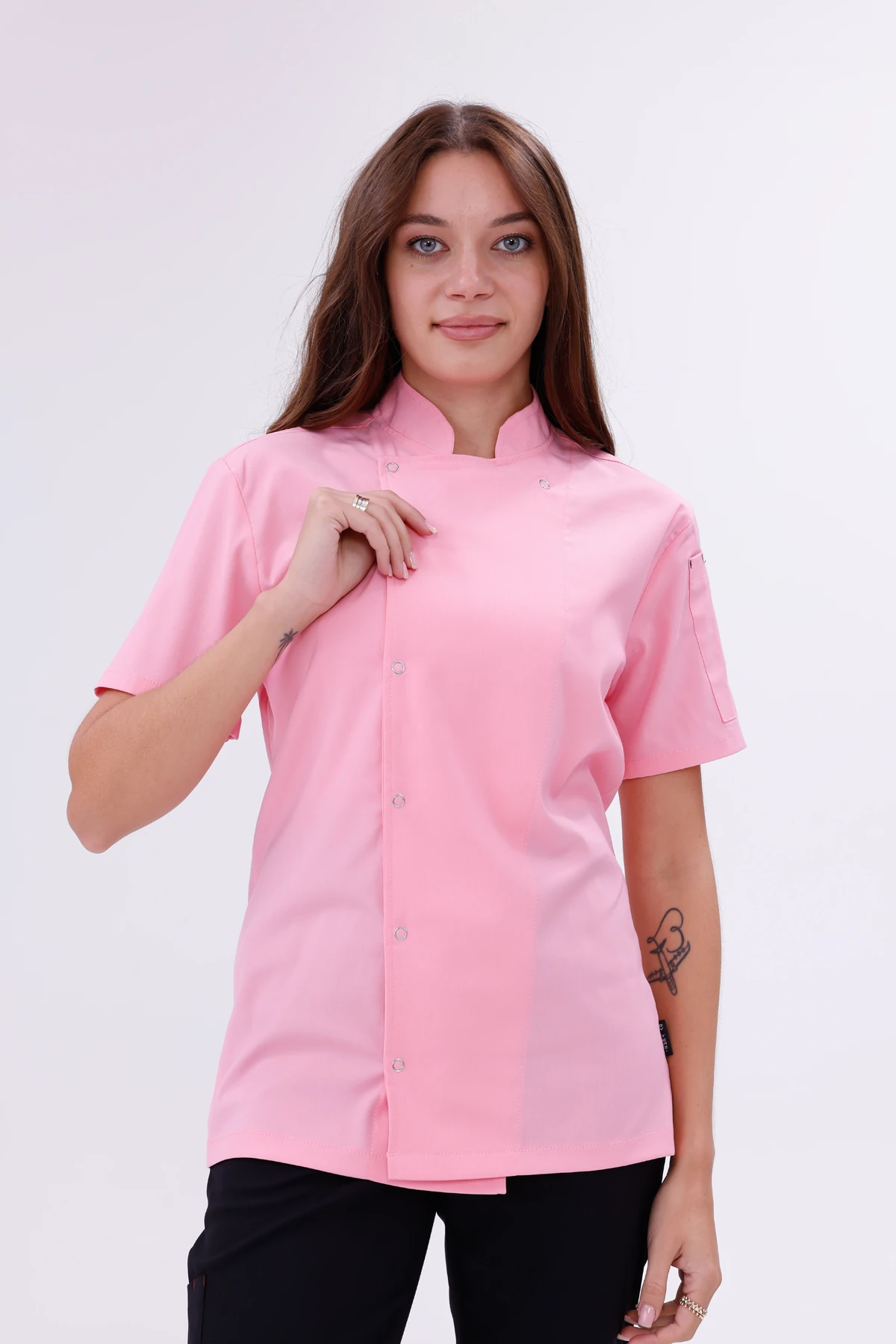 Kadın Apollon Pembe (Şef-Ceketi & Kısa-Kol) Likralı