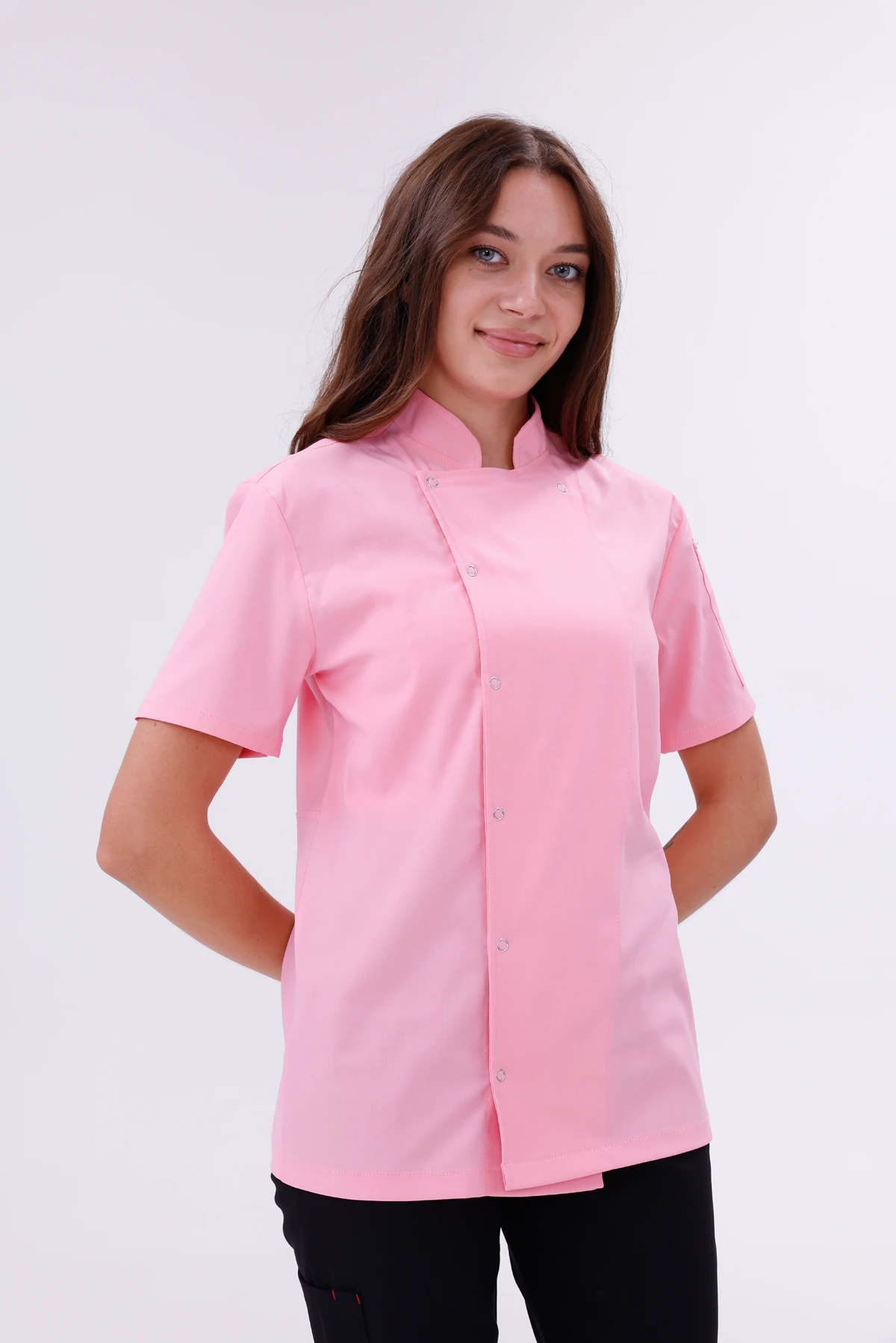 Kadın Apollon Pembe (Şef-Ceketi & Kısa-Kol) Likralı