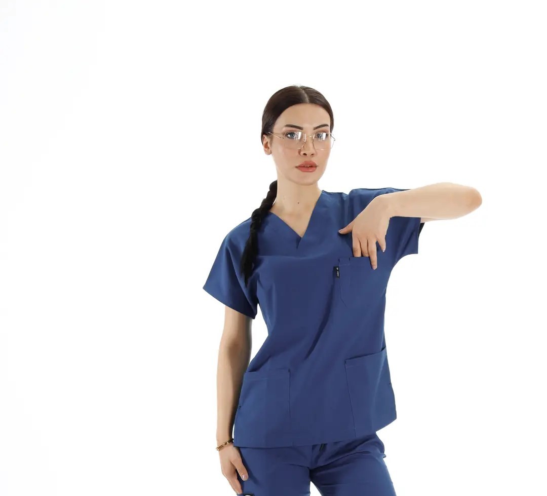 Kadın Y-PRIME Fırtına Mavi (Tek-Üst) Likralı Scrubs
