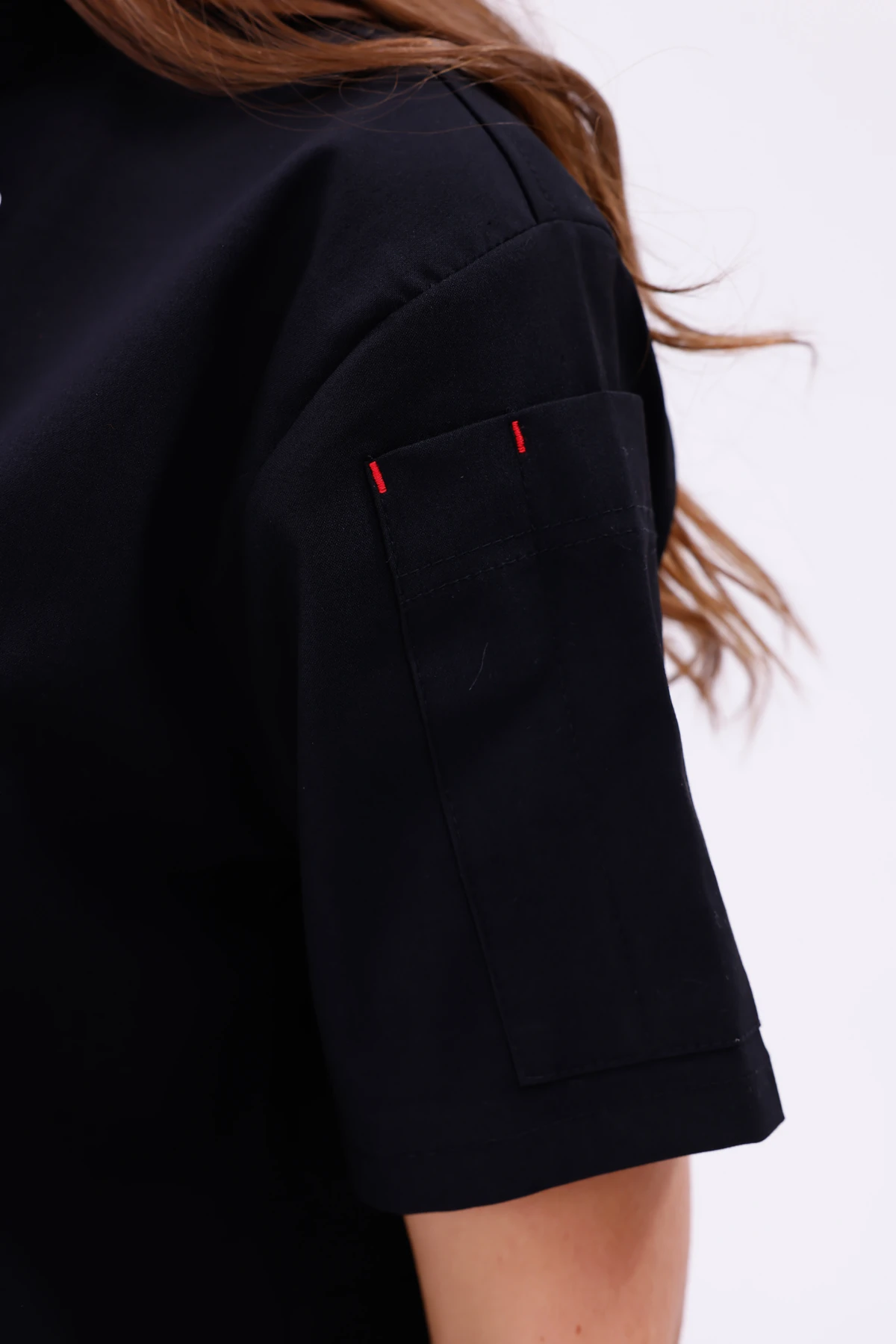 Kadın Apollon Siyah (Şef-Ceketi & Kısa-Kol) Likralı