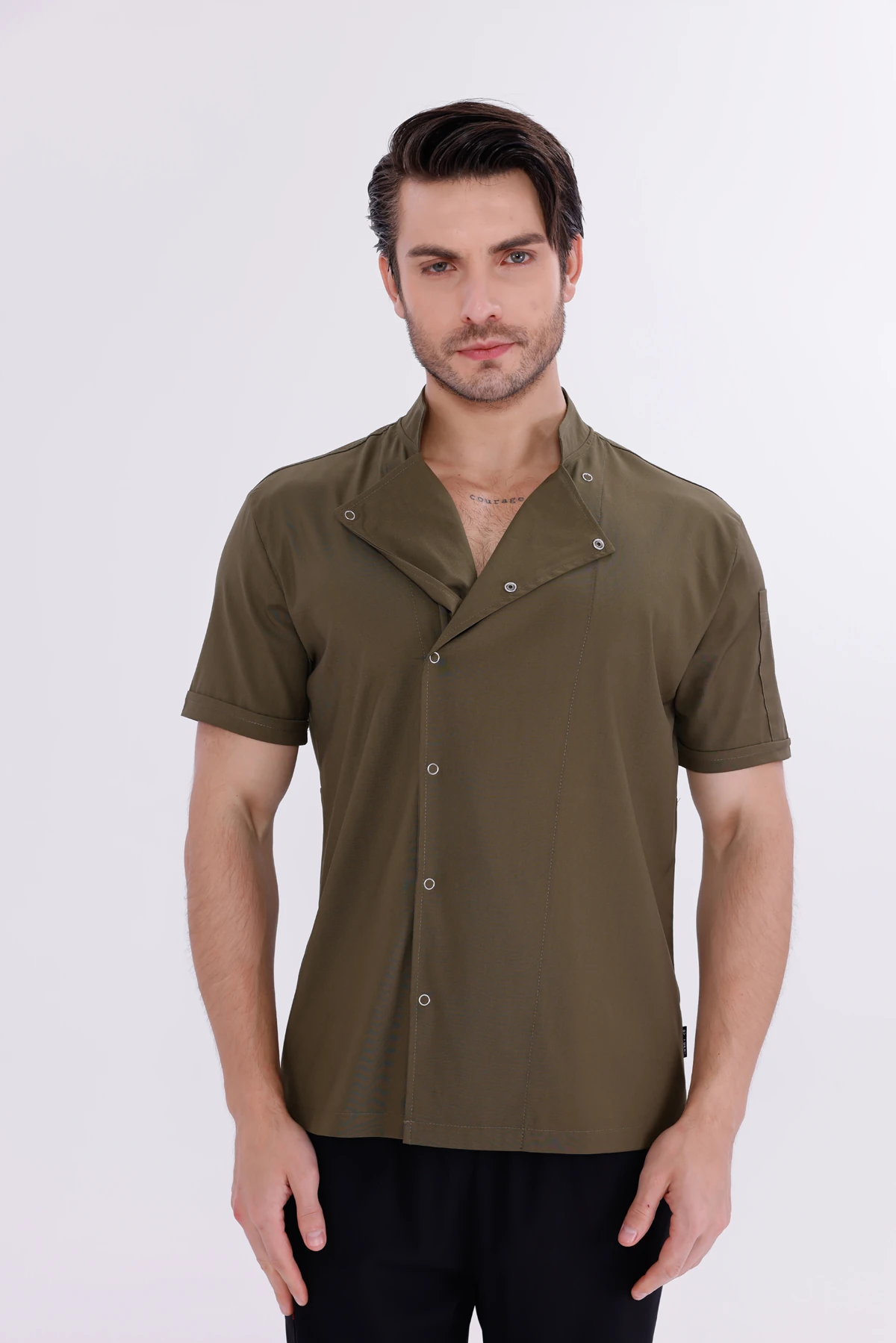 Erkek Apollon Haki (Şef-Ceketi & Kısa-Kol) Likralı