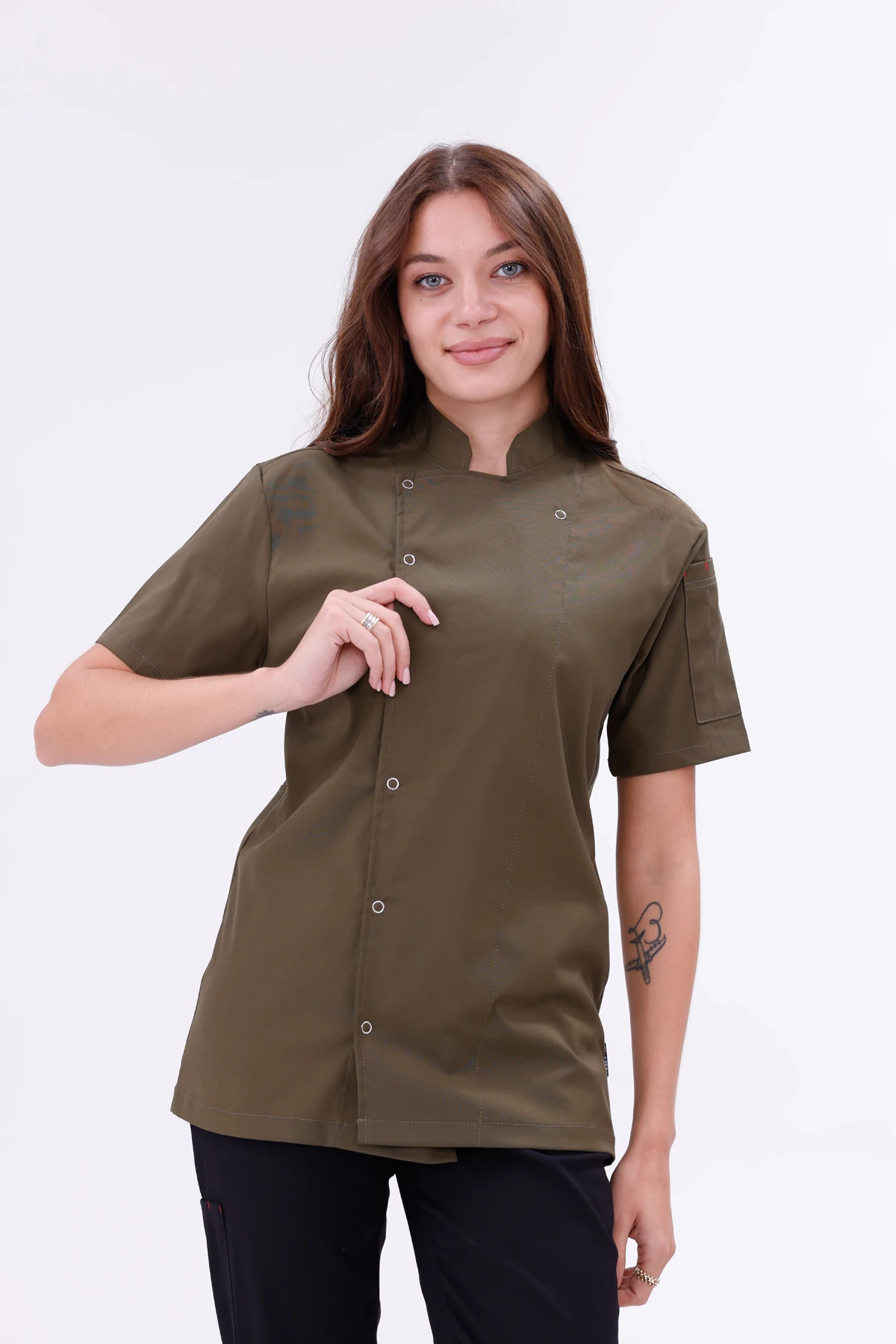 Kadın Apollon Haki (Şef-Ceketi & Kısa-Kol) Likralı