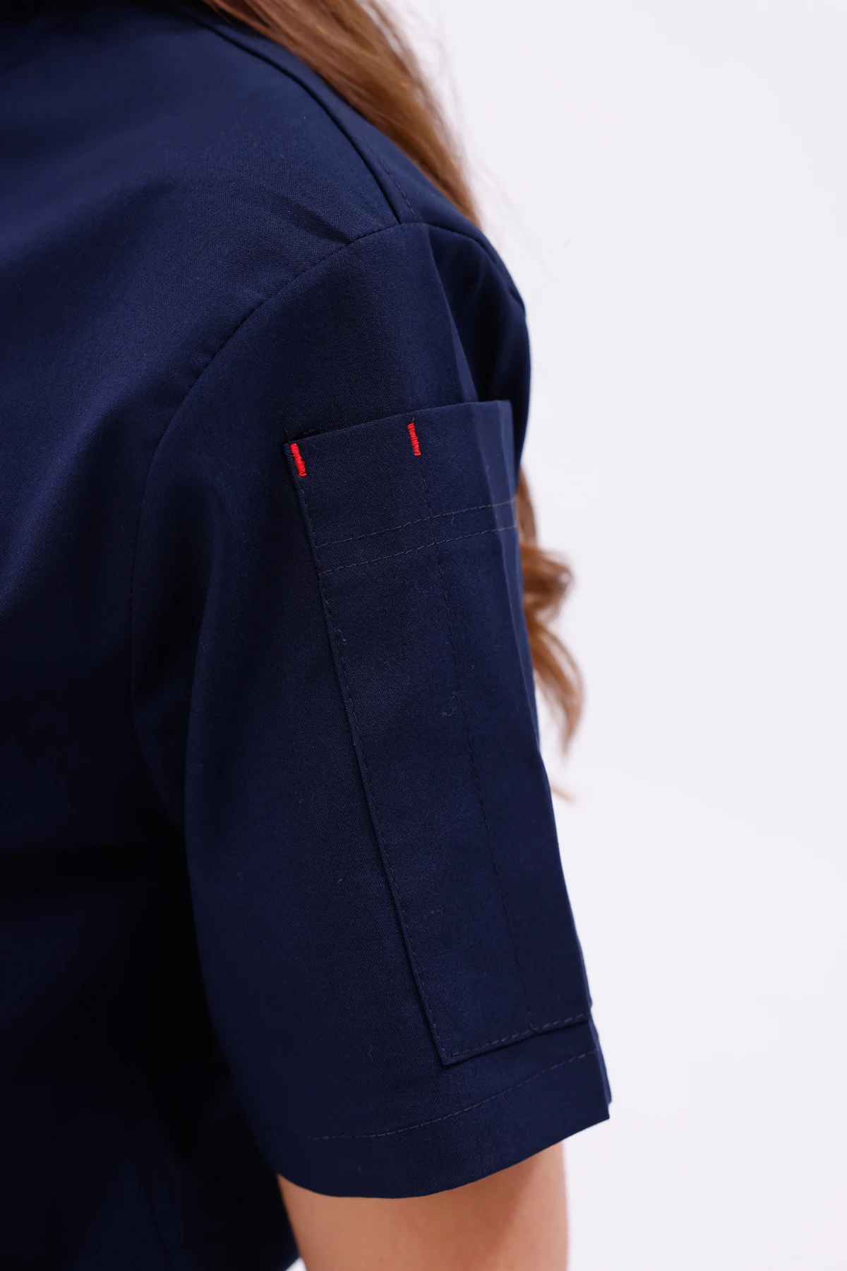 Kadın Apollon Lacivert (Şef-Ceketi & Kısa-Kol) Likralı