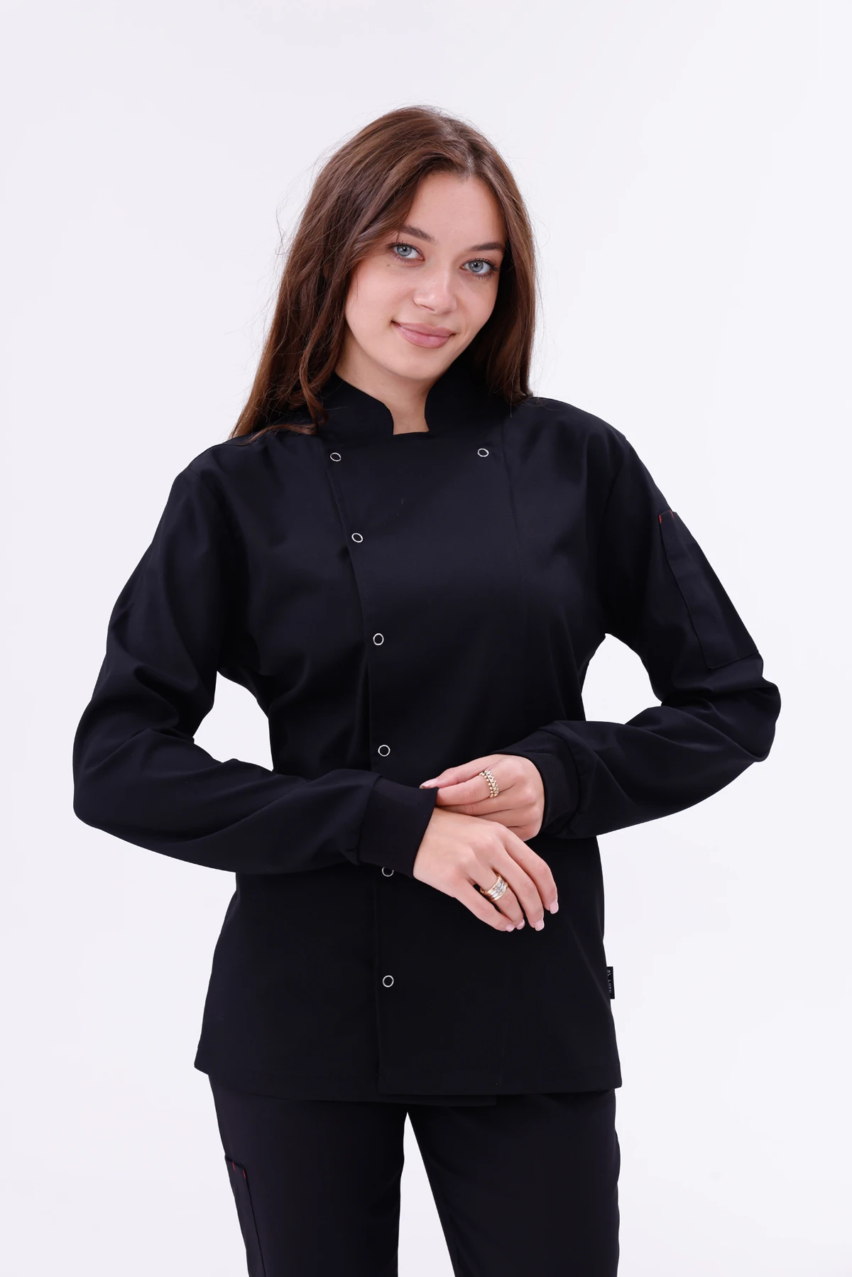 Kadın Apollon Siyah (Şef-Ceketi & Uzun-Kol) Likralı