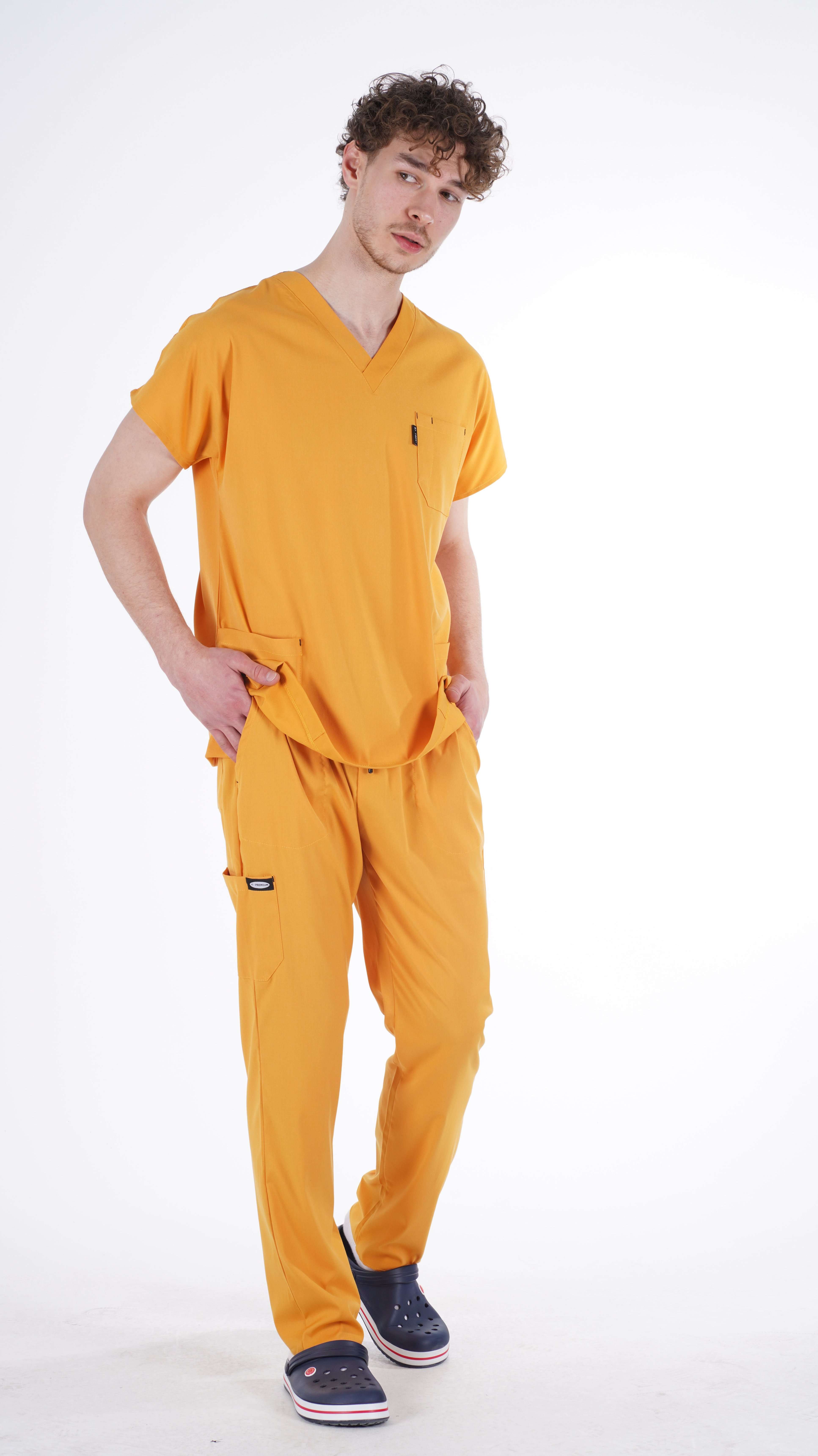 Erkek Y-PRIME Hardal (Takım) Likralı Scrubs
