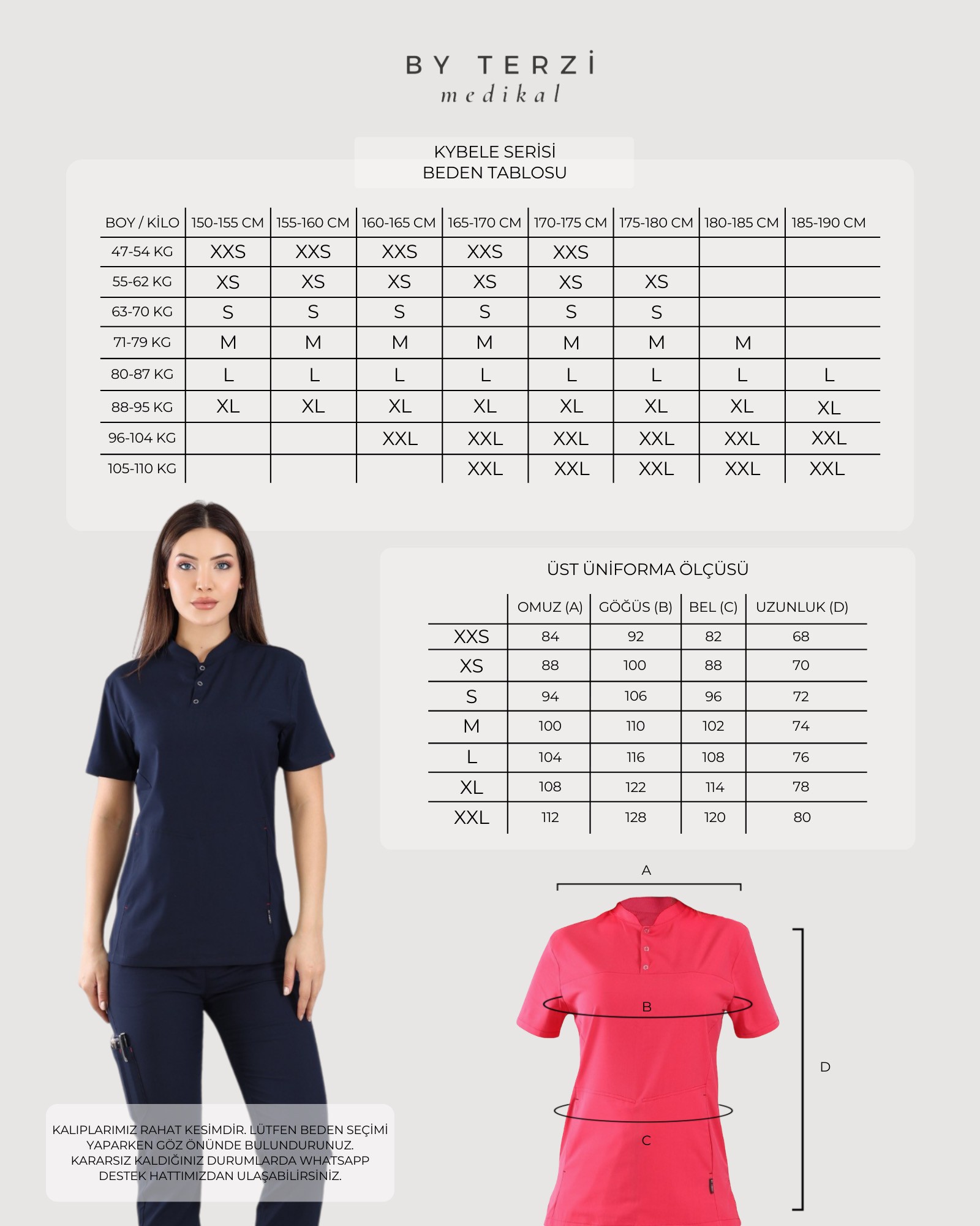 Kadın KYBELE Antrasit (Tek-Üst) Likralı Scrubs