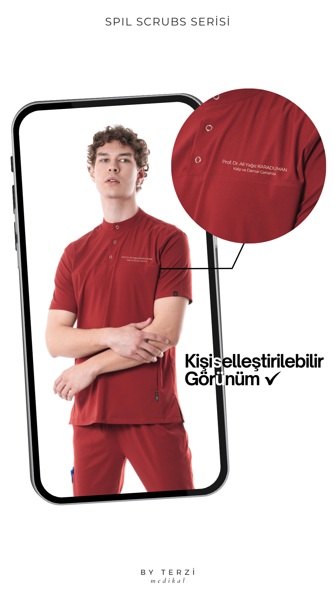 Erkek SPIL Siyah (Takım) Likralı Scrubs