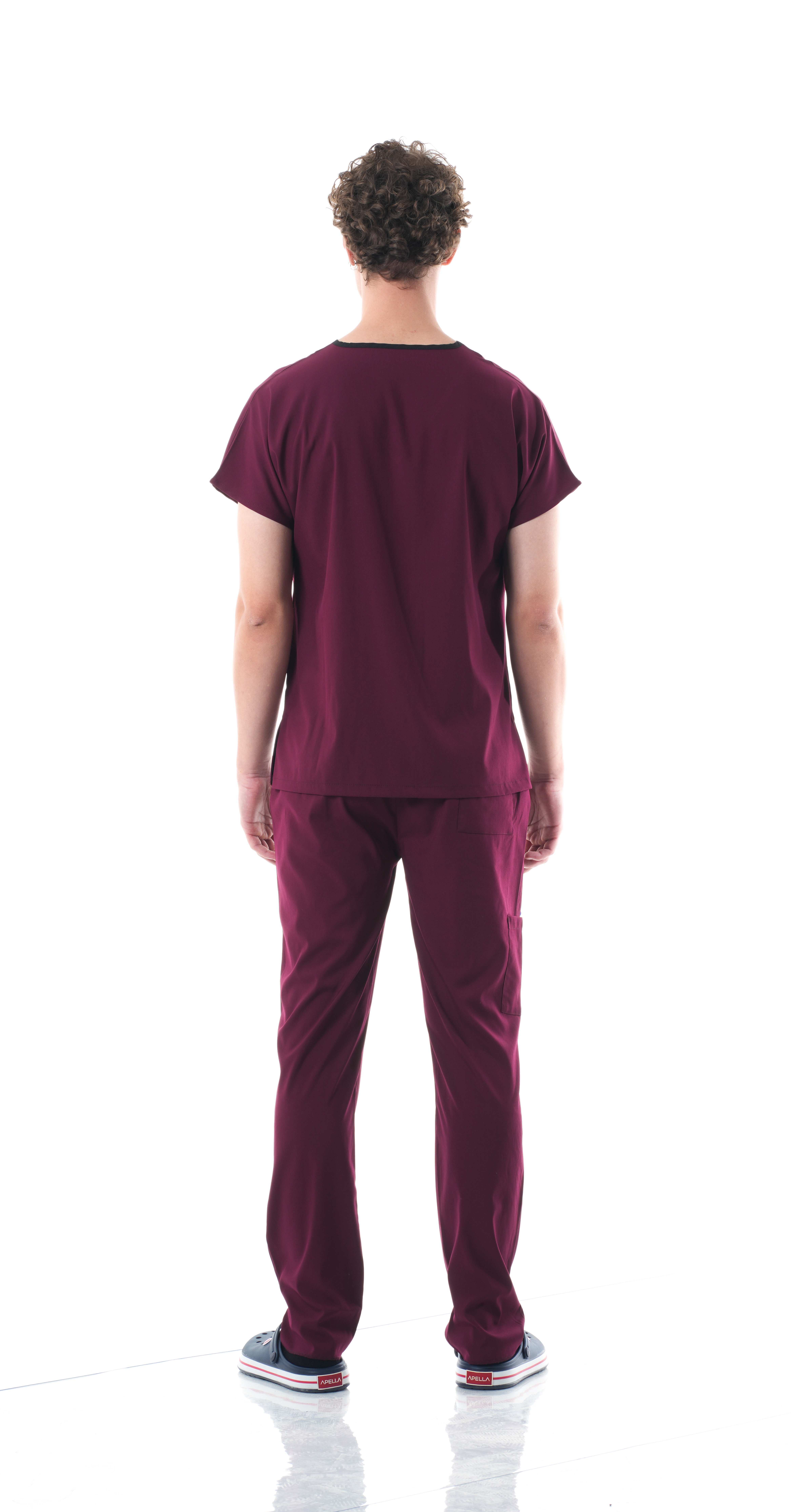Erkek Y-PRIME Bordo (Takım) Likralı Scrubs
