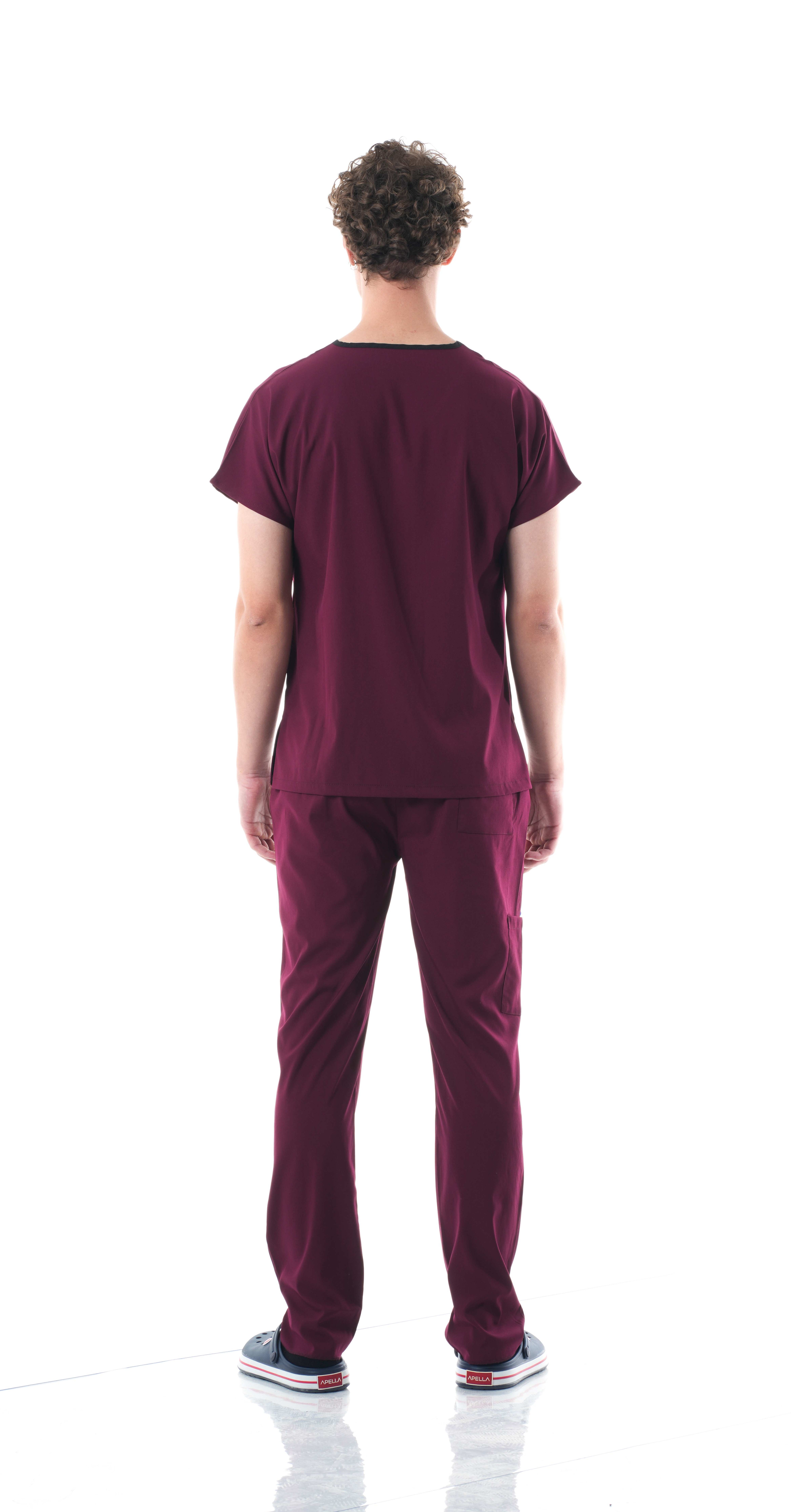 Erkek Y-PREMIUM Bordo (Takım) Likralı Scrubs