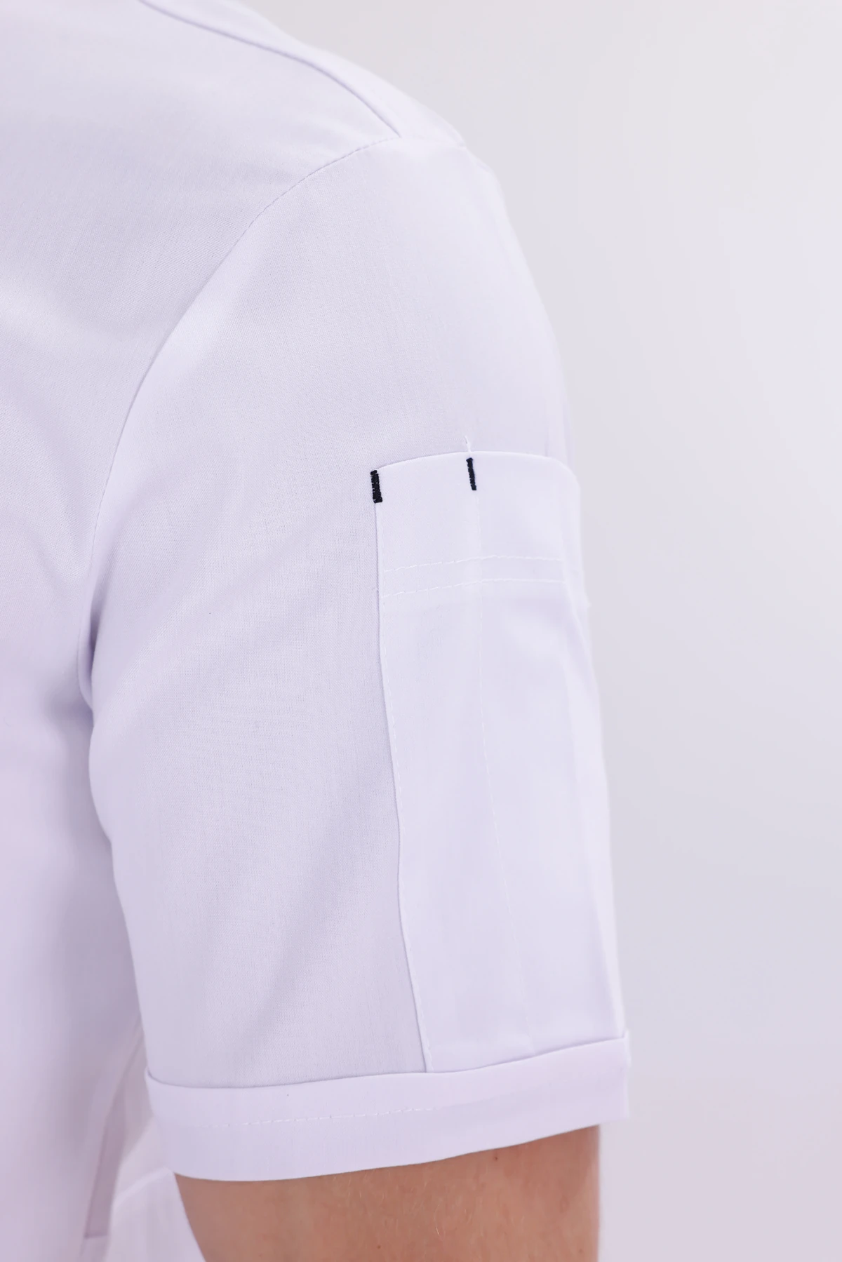 Erkek Apollon Beyaz (Şef-Ceketi & Kısa-Kol) Likralı