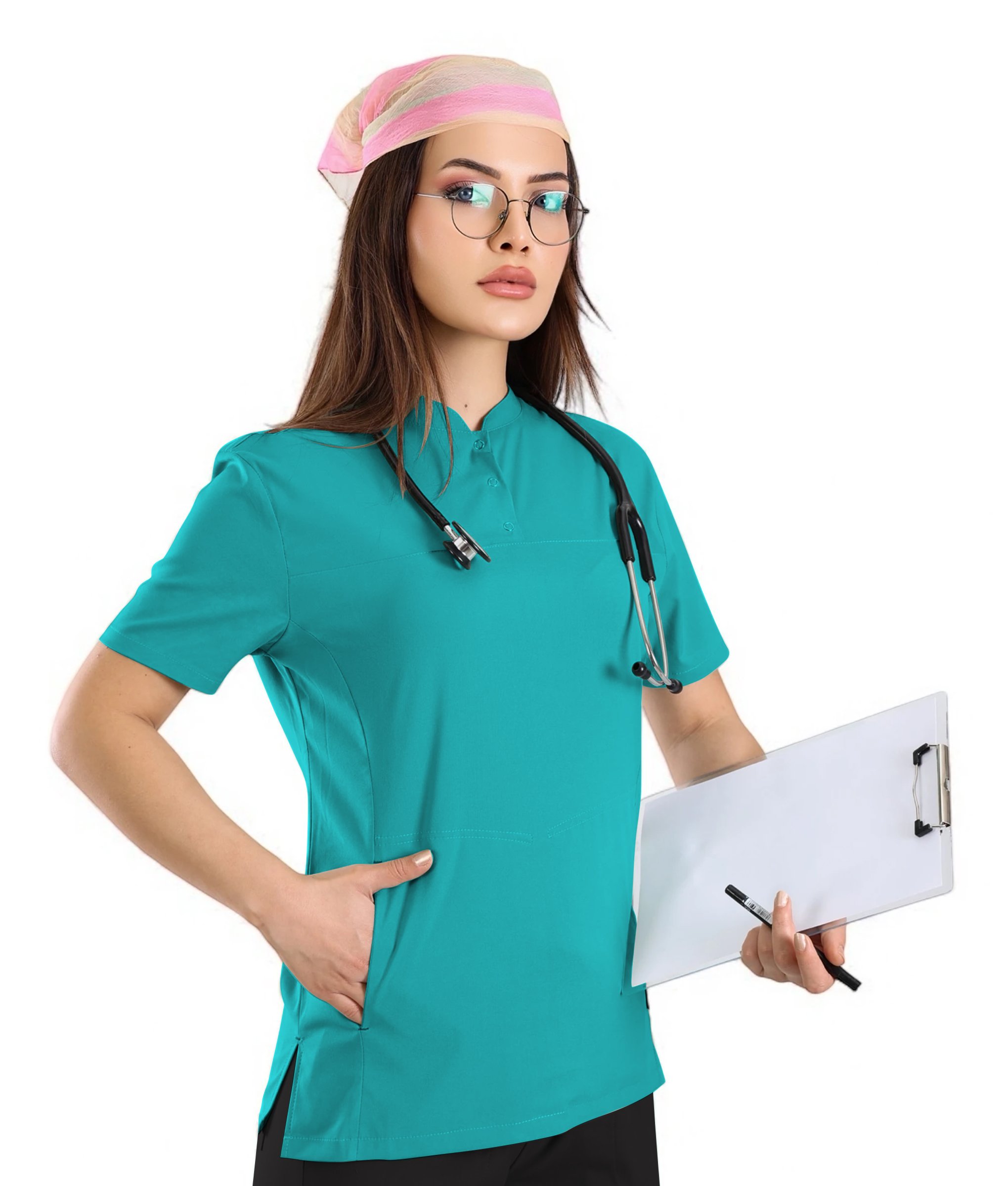 Kadın KYBELE Cerrahi Yeşil (Tek-Üst) Likralı Scrubs