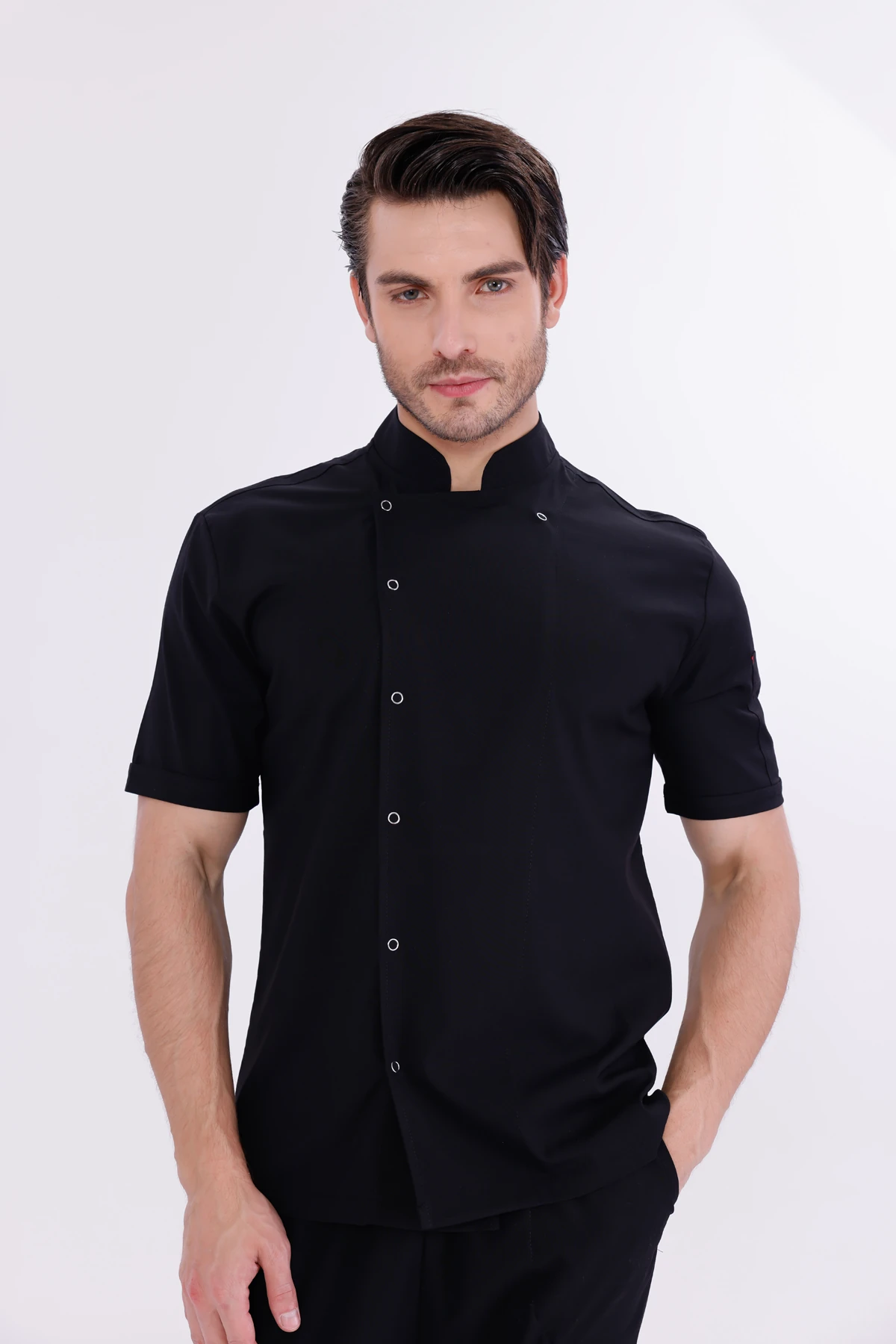 Erkek Apollon Siyah (Şef-Ceketi & Kısa-Kol) Likralı